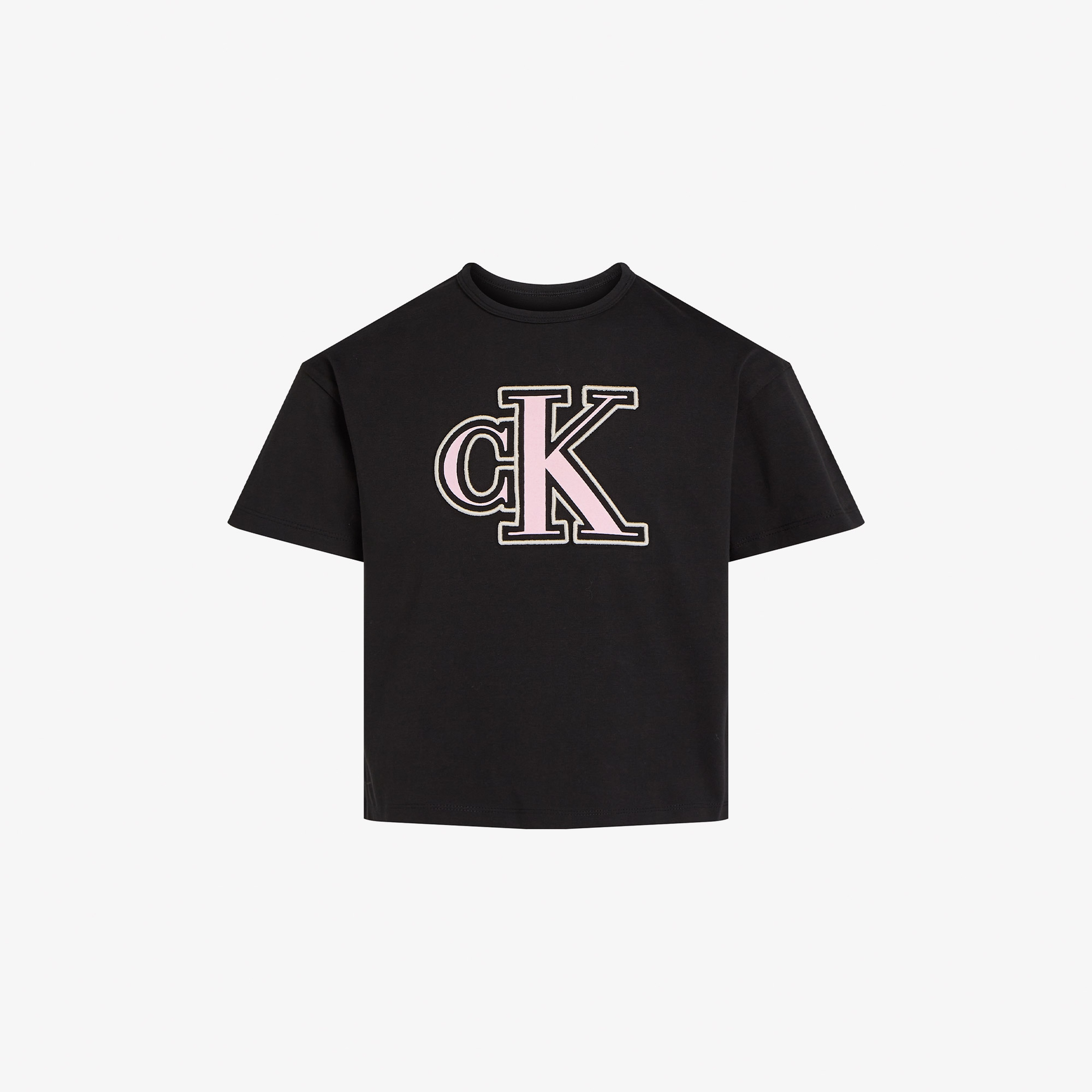 Calvin Klein Monogram Flo Boxy Çocuk Siyah T-Shirt