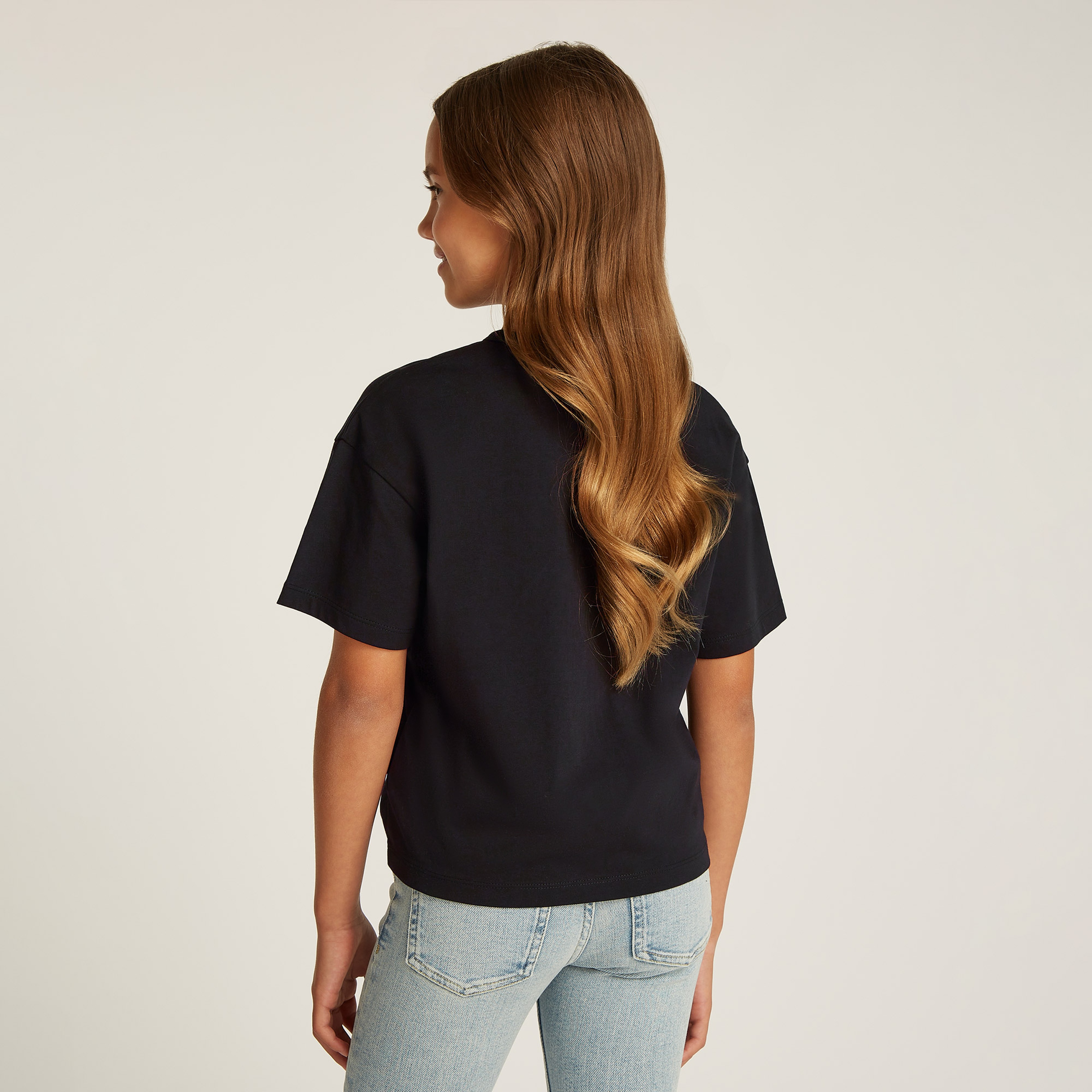 Calvin Klein Monogram Flo Boxy Çocuk Siyah T-Shirt