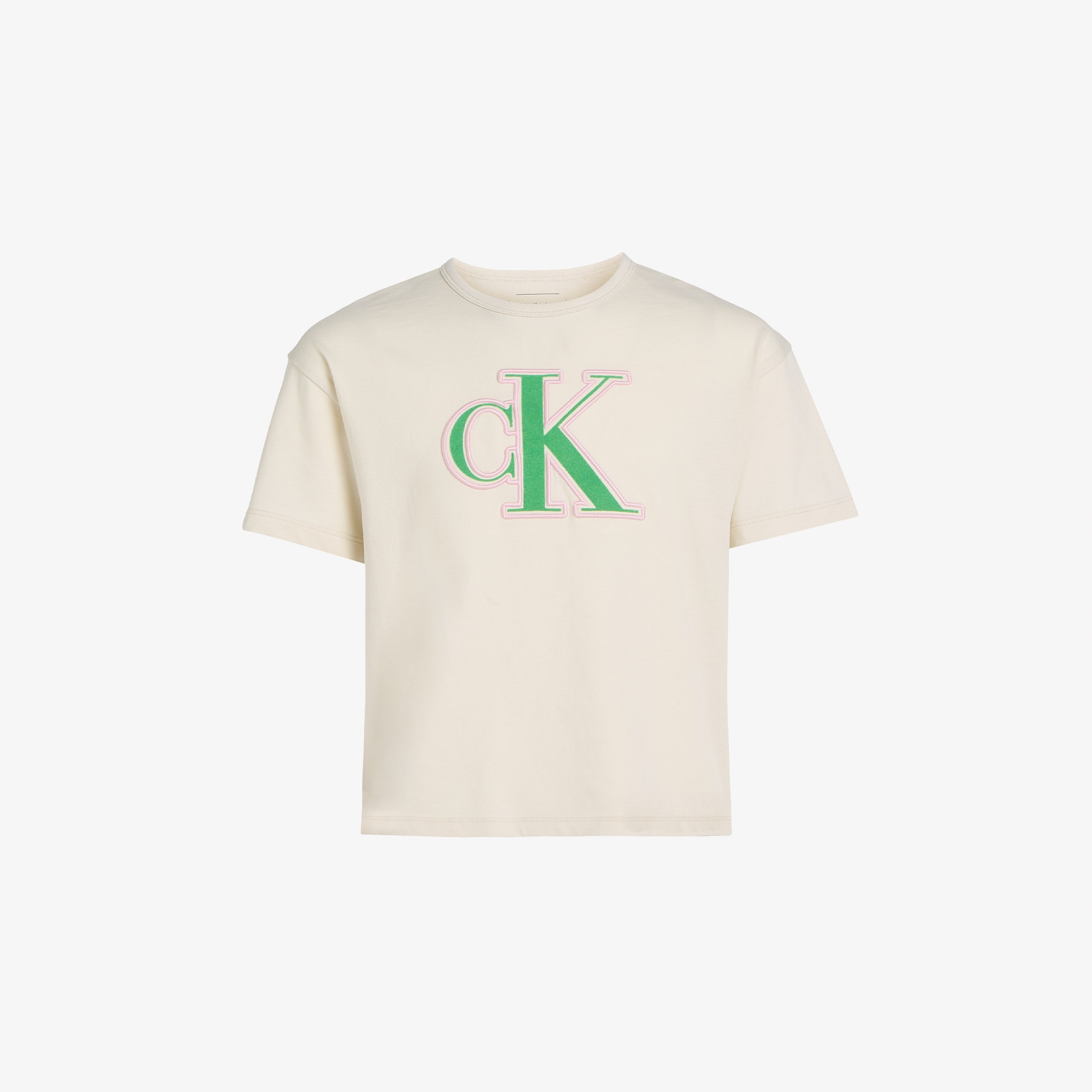 Calvin Klein Monogram Flo Boxy Çocuk Bej T-Shirt