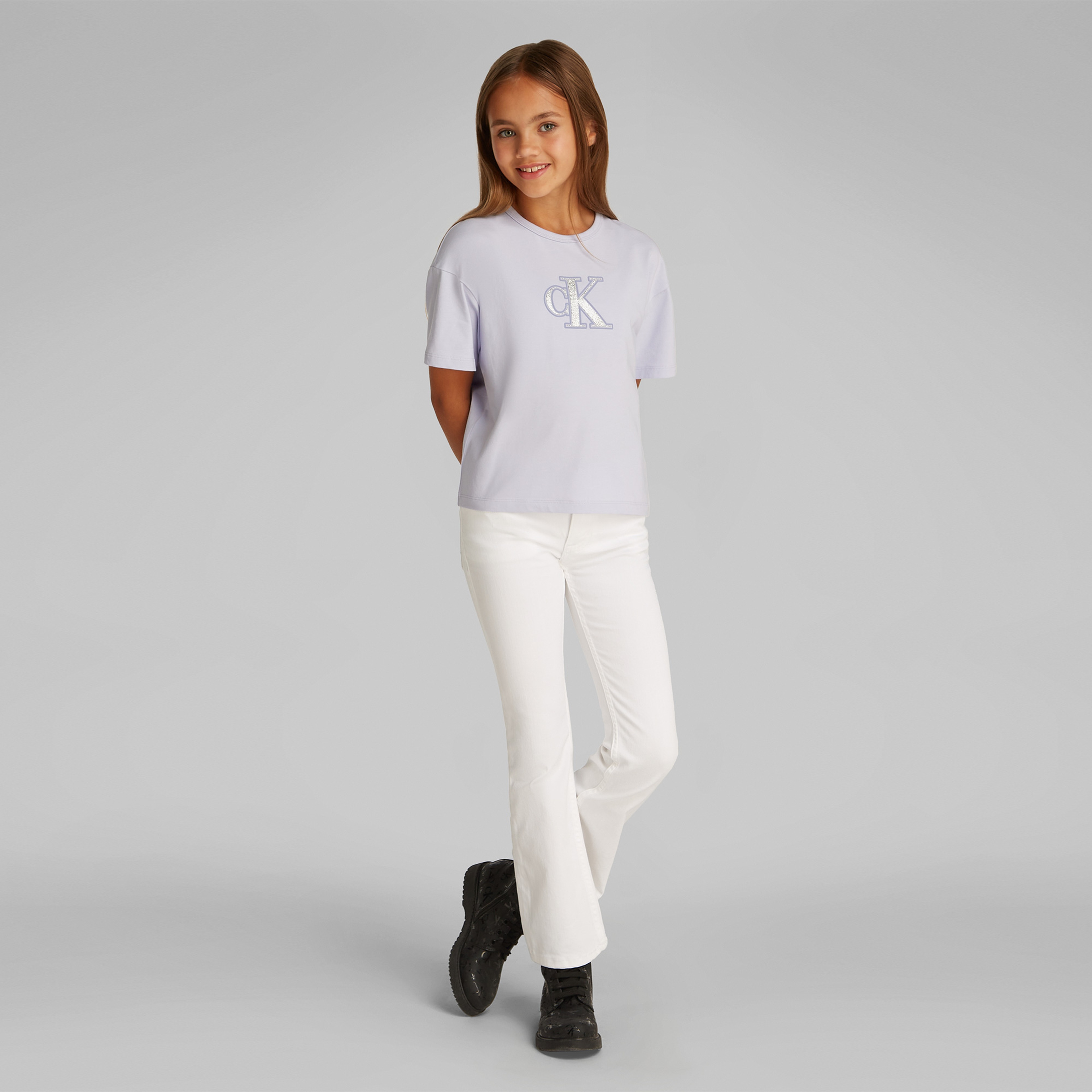Calvin Klein Metallic Çocuk Mor T-Shirt