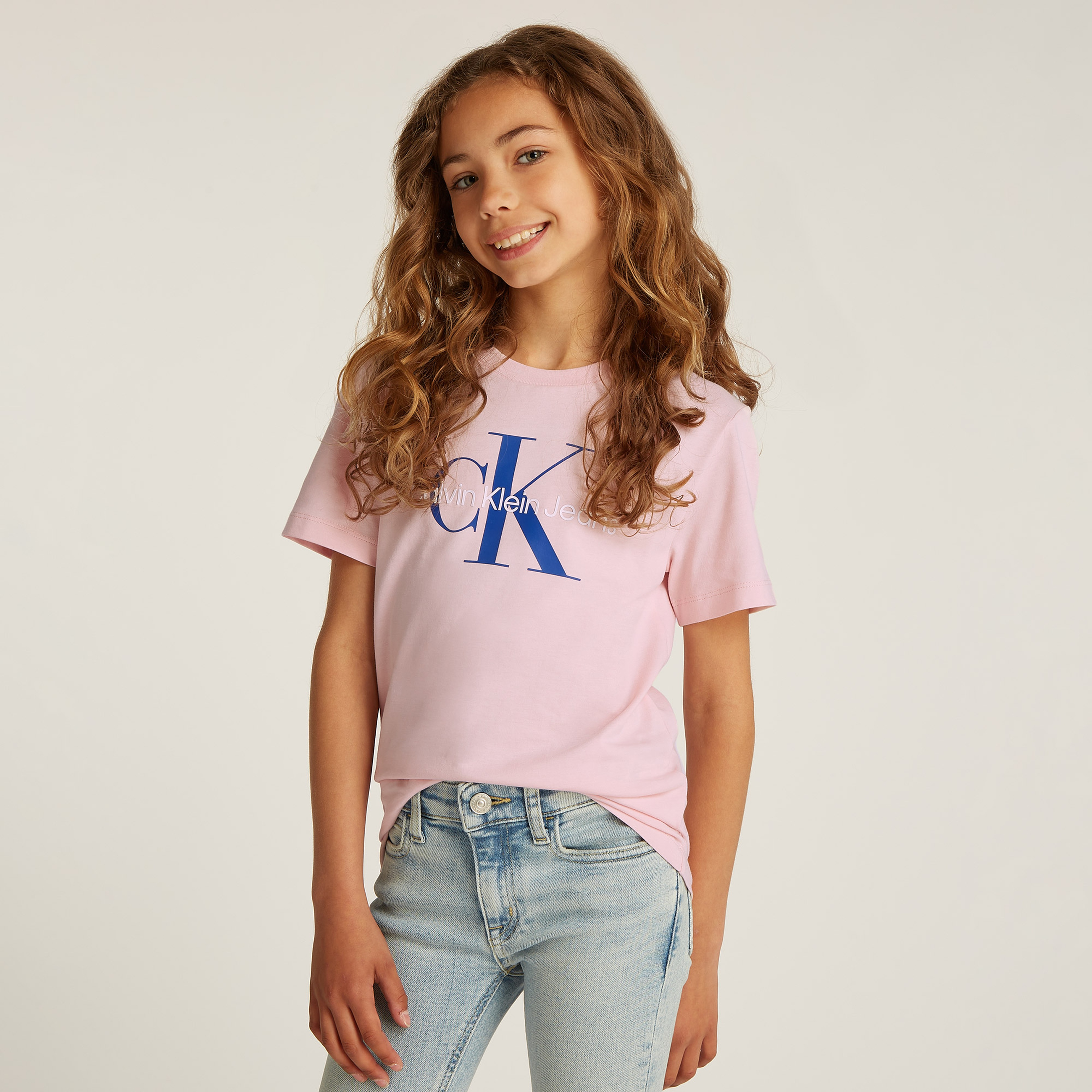 Calvin Klein Monogram Çocuk Pembe T-Shirt
