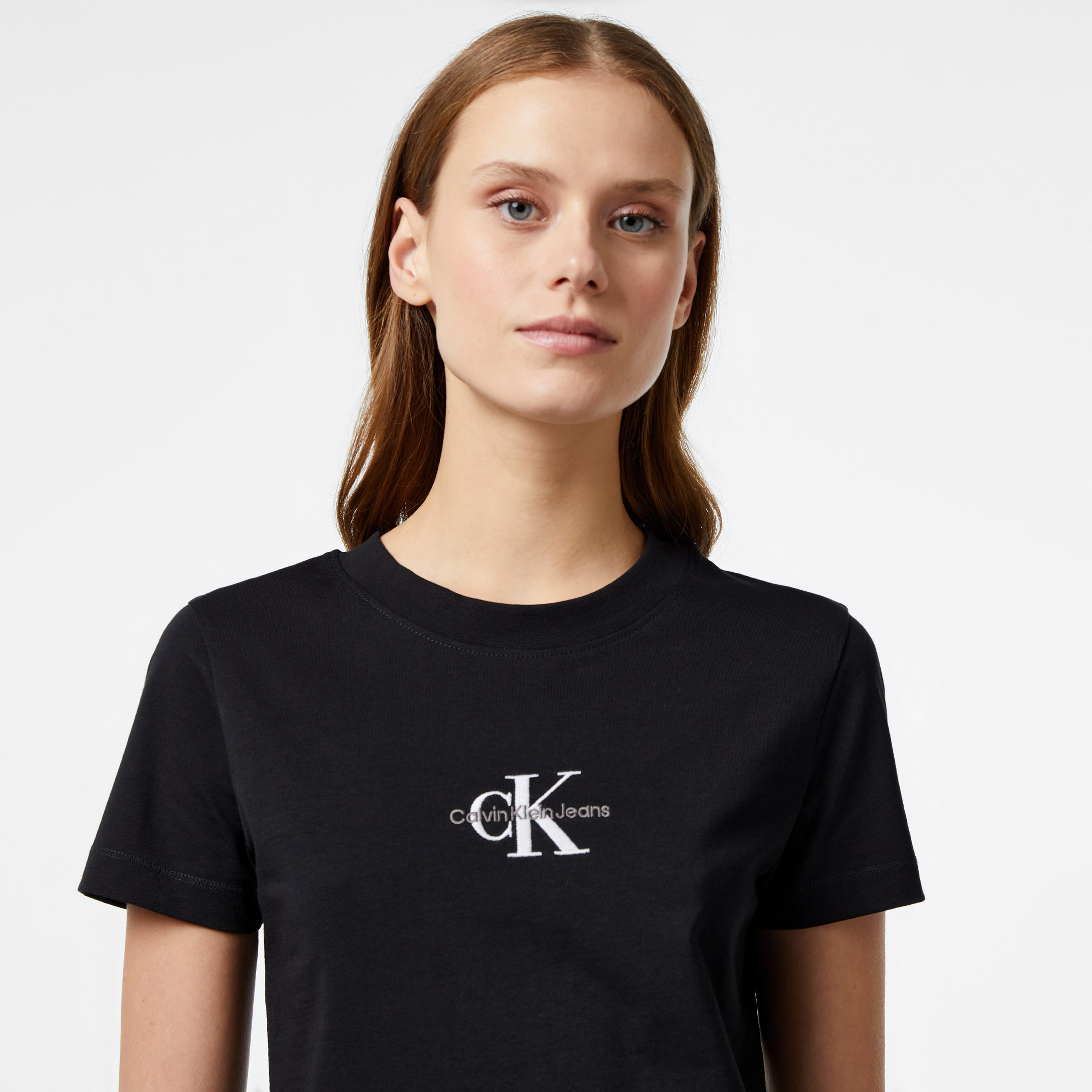 Calvin Klein Jeans Monologo Slim Kadın Siyah T-Shirt