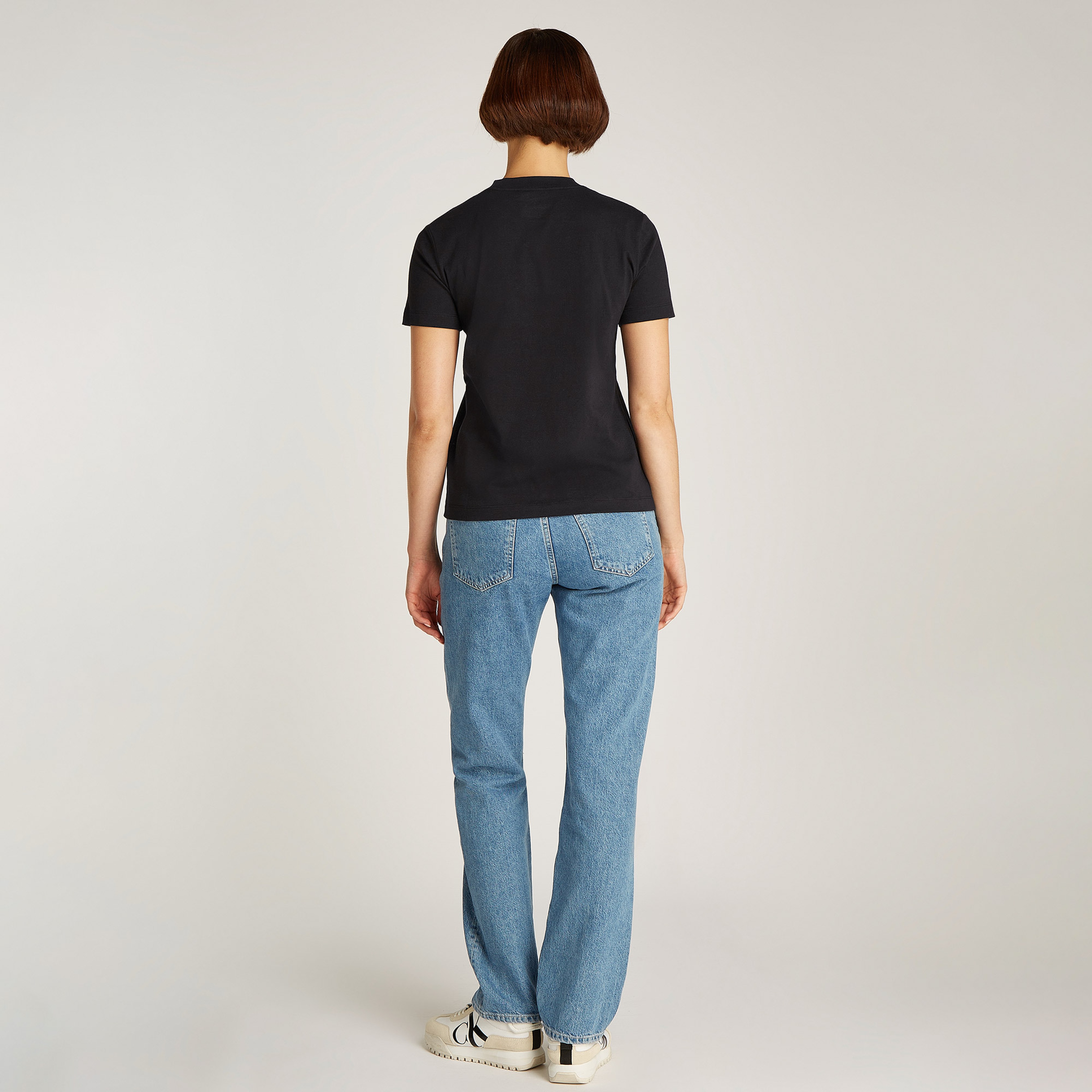 Calvin Klein Glossy Monologo Regular Kadın Siyah T-Shirt