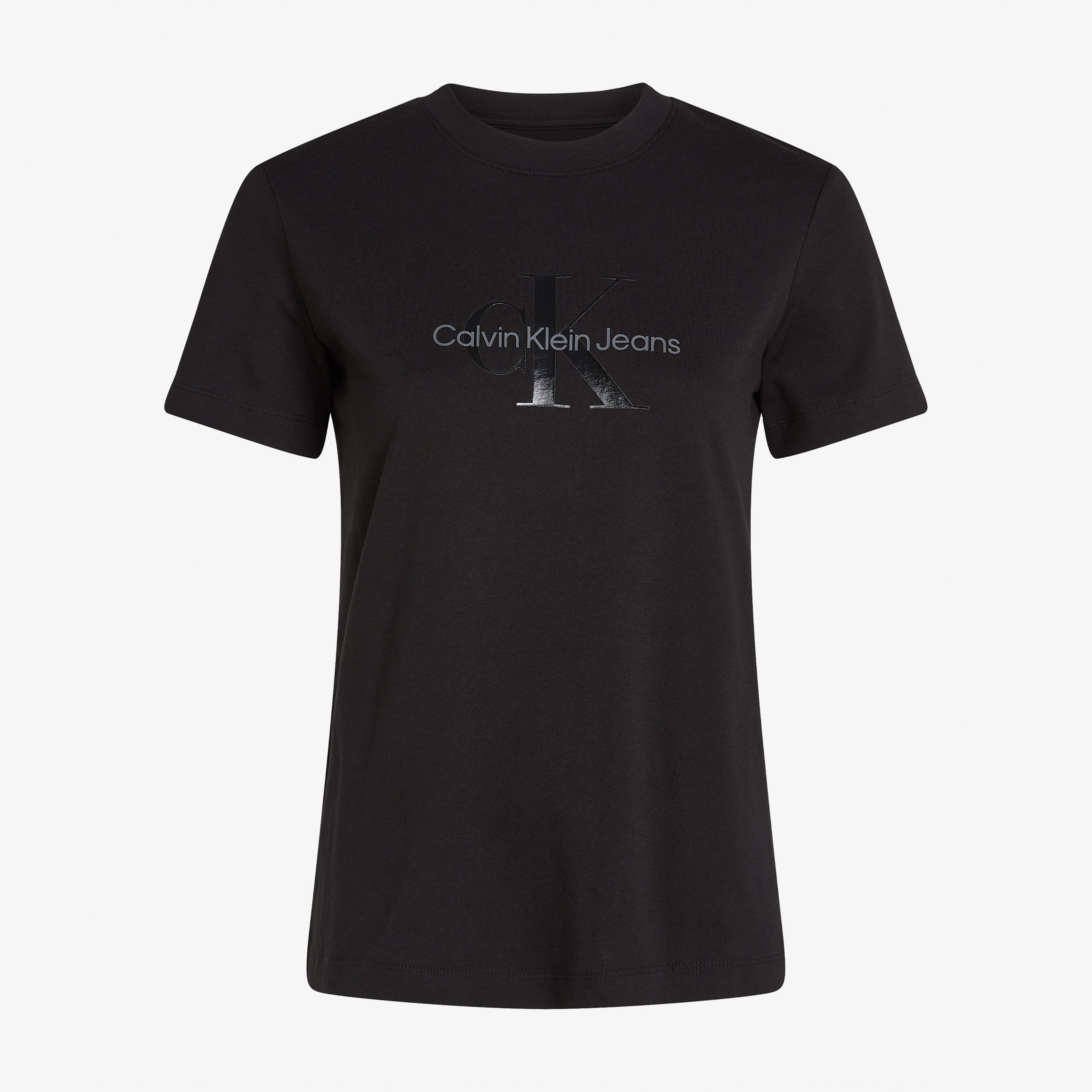 Calvin Klein Glossy Monologo Regular Kadın Siyah T-Shirt