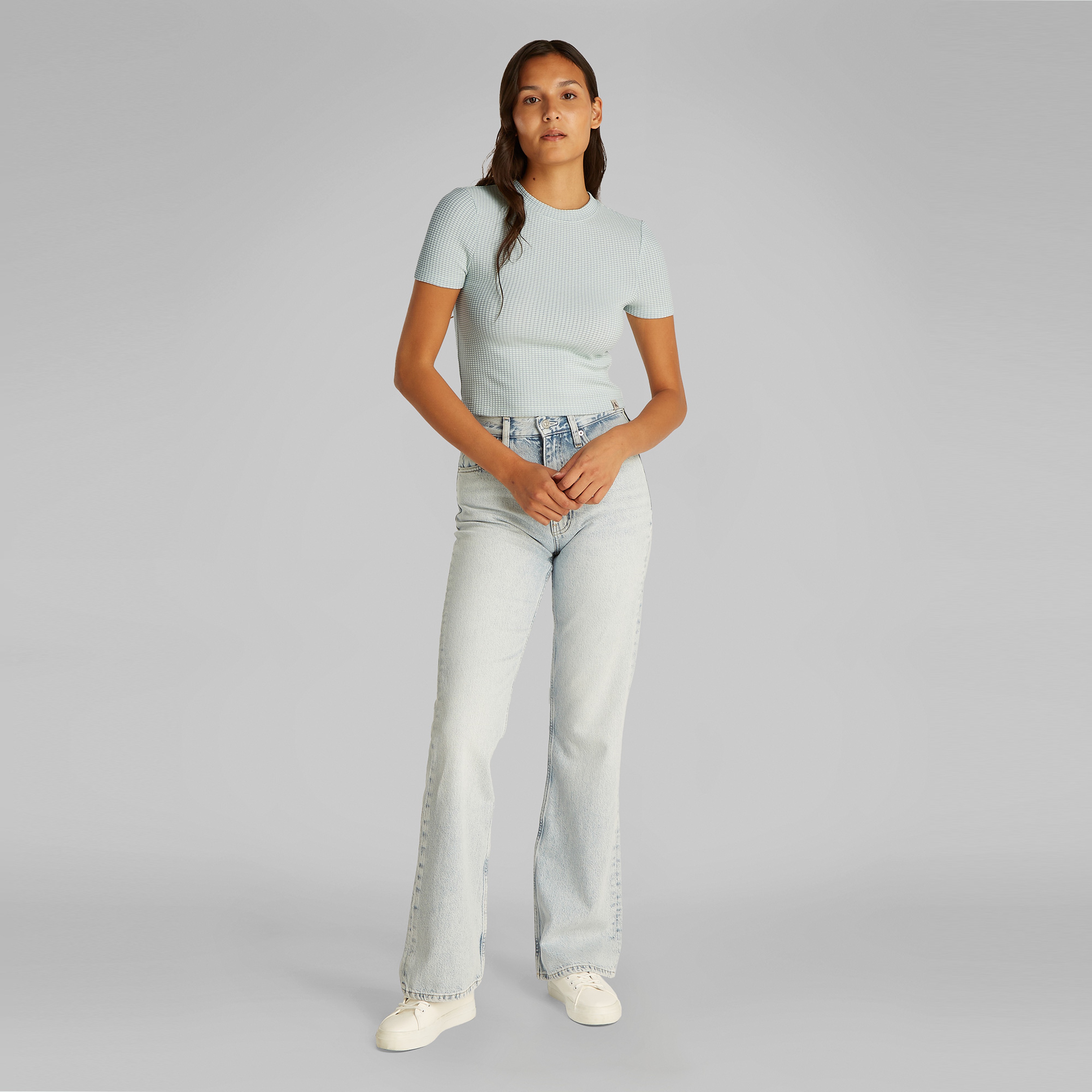 Calvin Klein Fitted Kadın Mavi T-Shirt