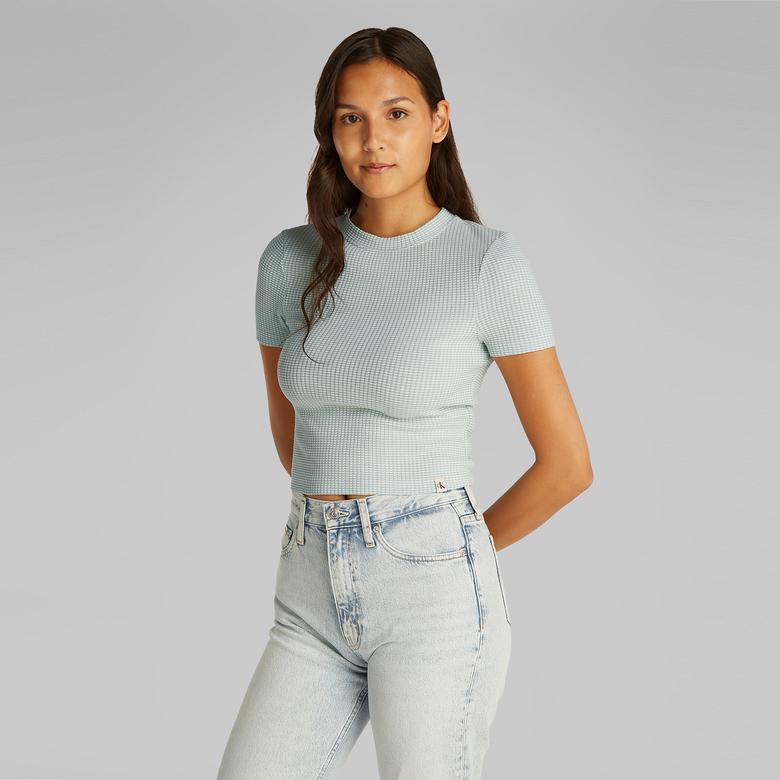 Calvin Klein Fitted Kadın Mavi T-Shirt