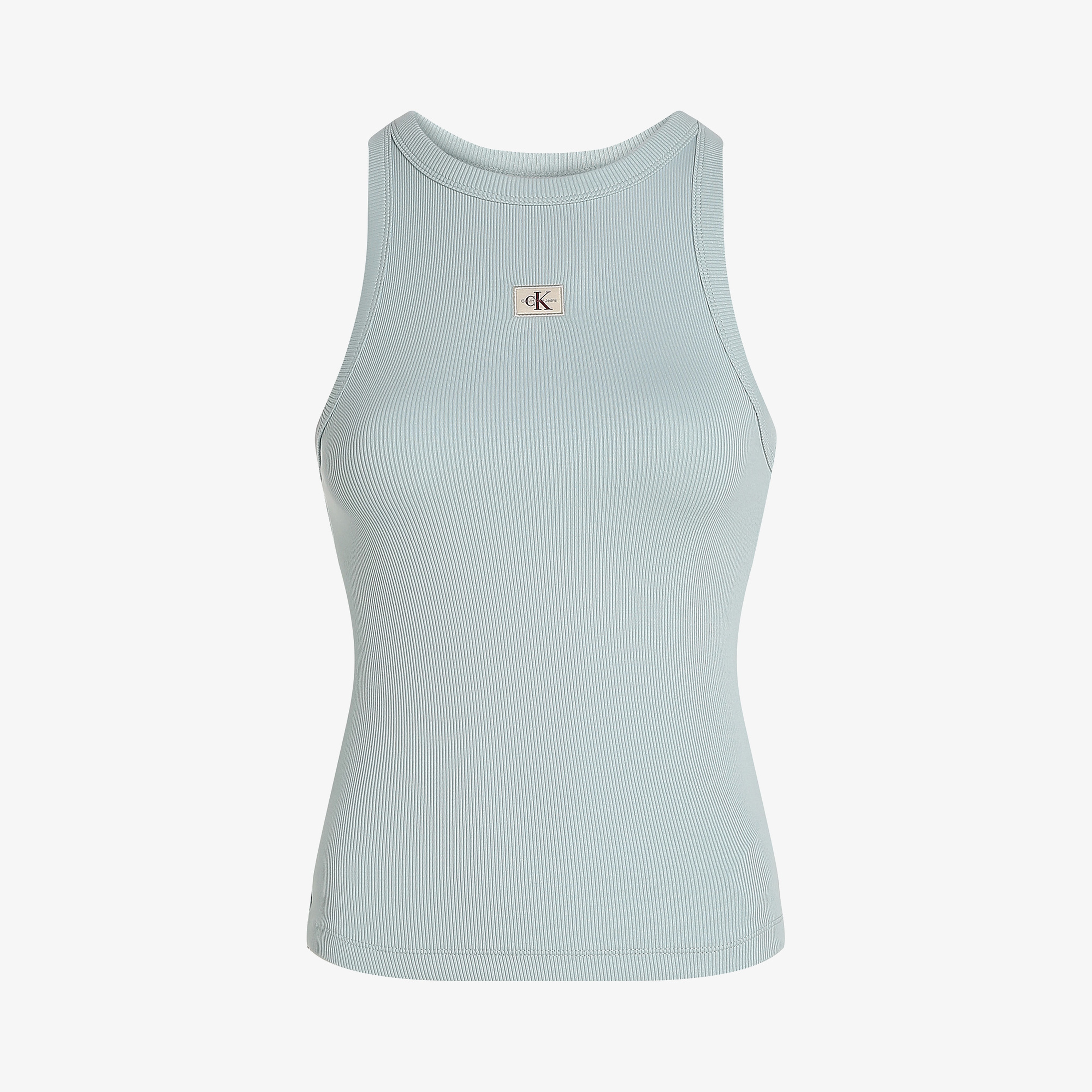 Calvin Klein Woven Label Tank Kadın Mavi Kolsuz T-Shirt