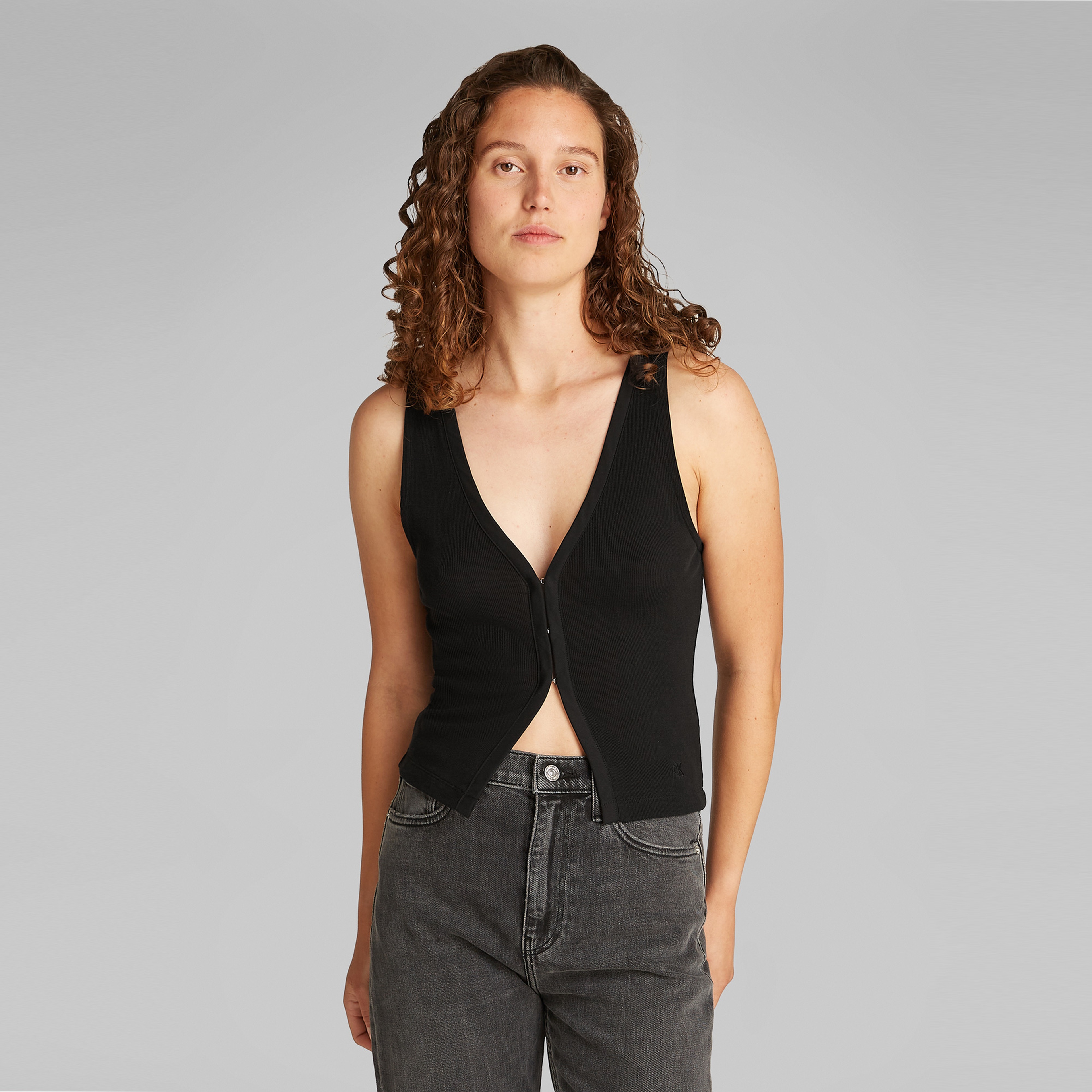 Calvin Klein Cardigan Kadın Siyah Kolsuz T-Shirt