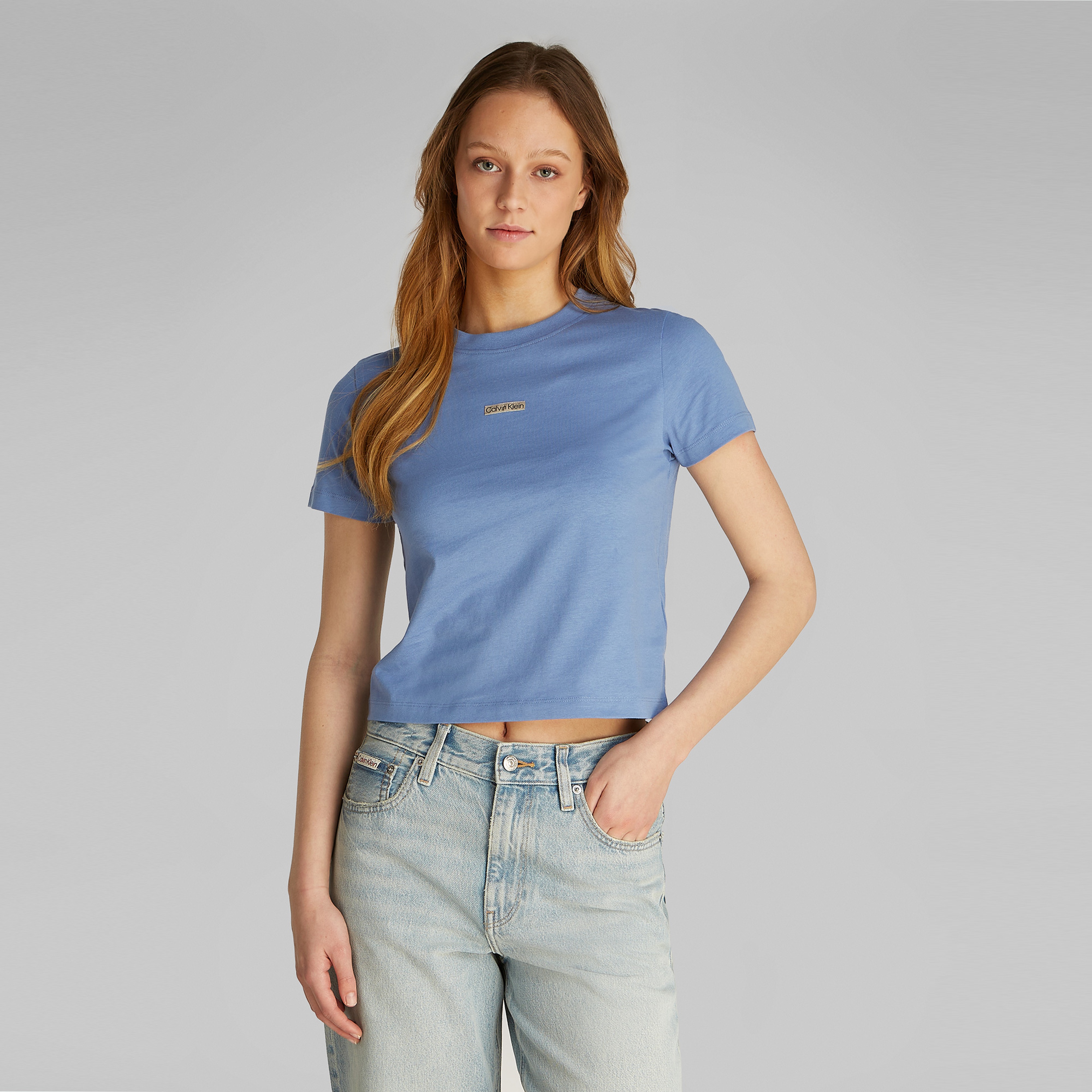 Calvin Klein Placed İnstitutional Baby Kadın Mavi T-Shirt