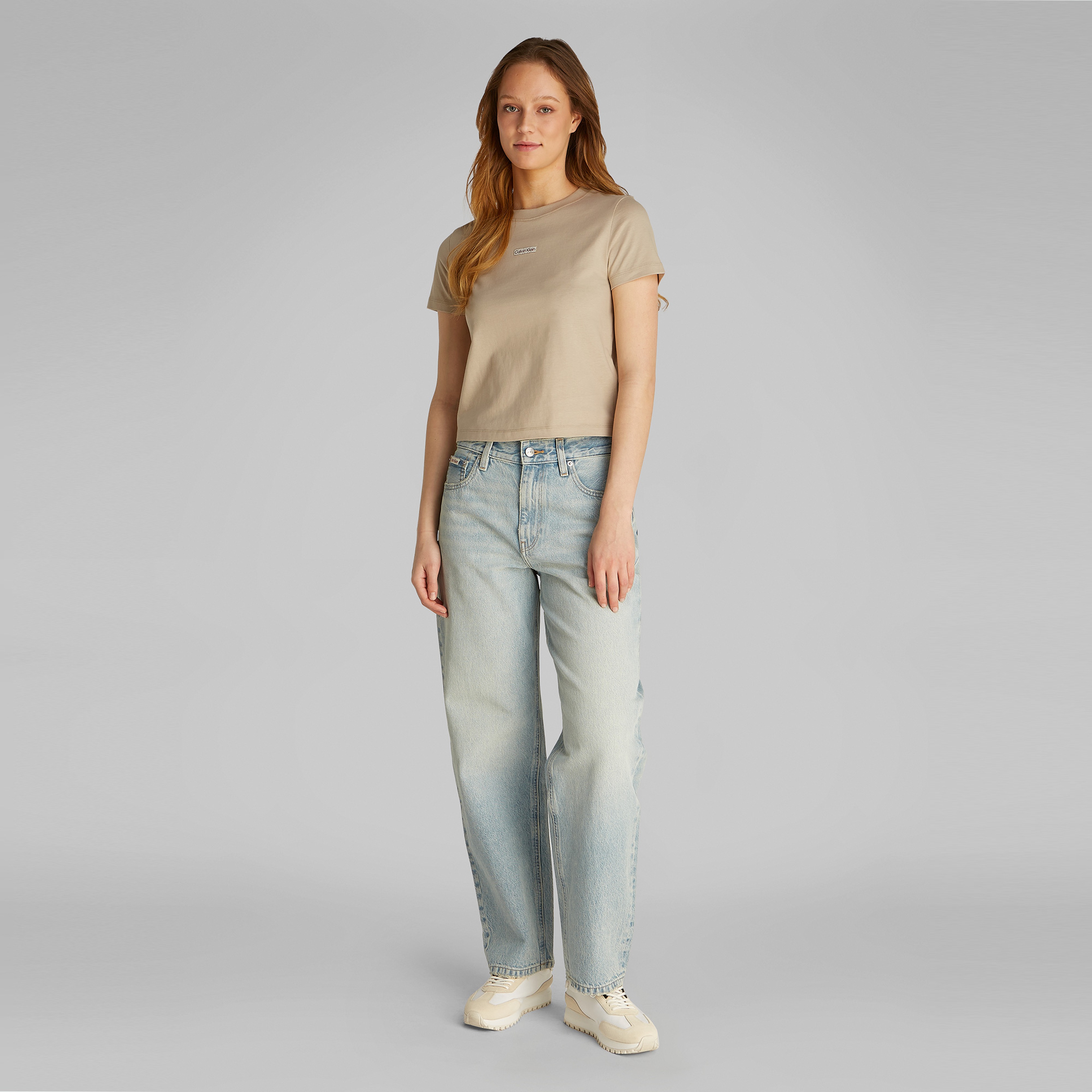 Calvin Klein Placed İnstitutional Baby Kadın Gri T-Shirt