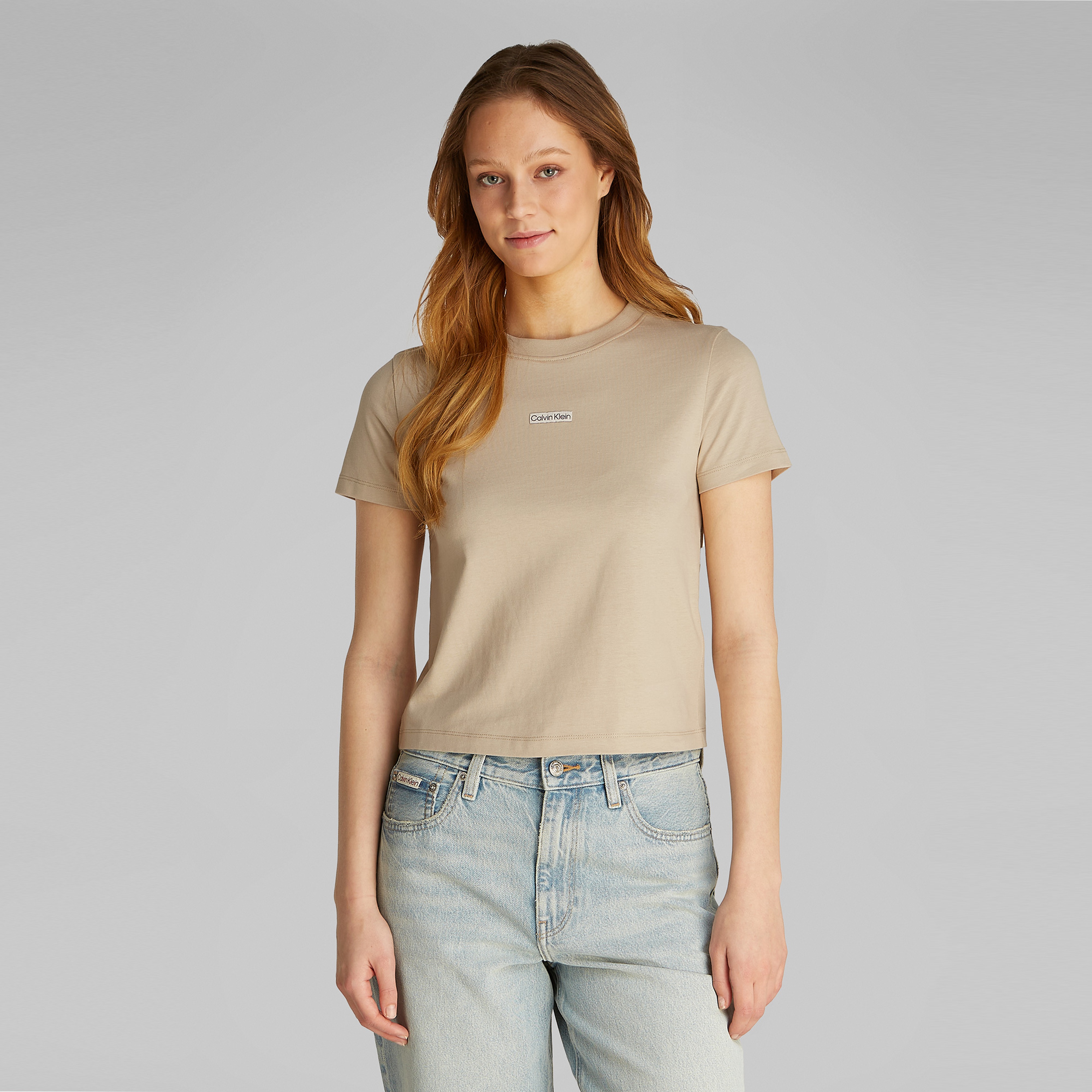 Calvin Klein Placed İnstitutional Baby Kadın Gri T-Shirt