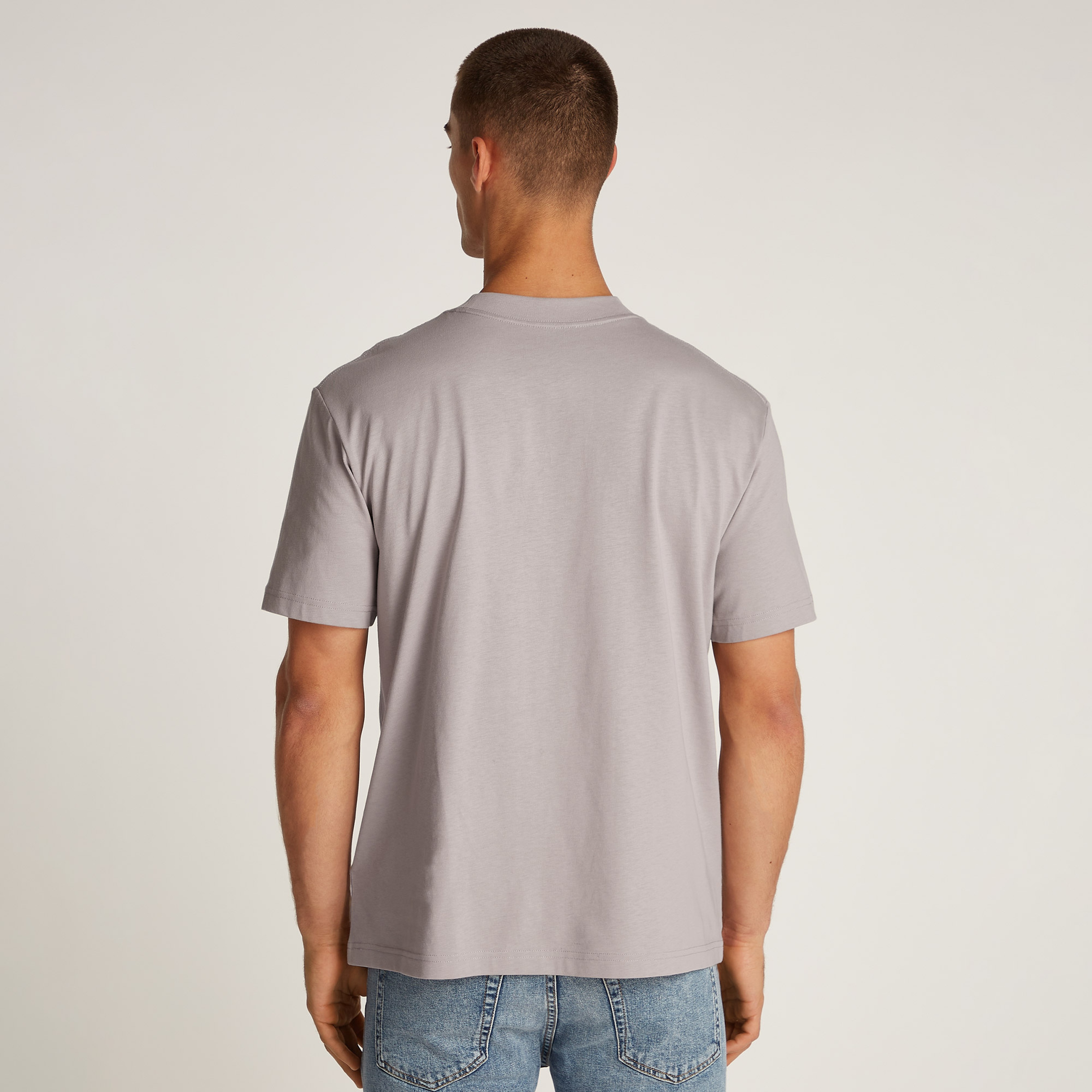 Calvin Klein Textured Monologo Erkek Gri T-Shirt