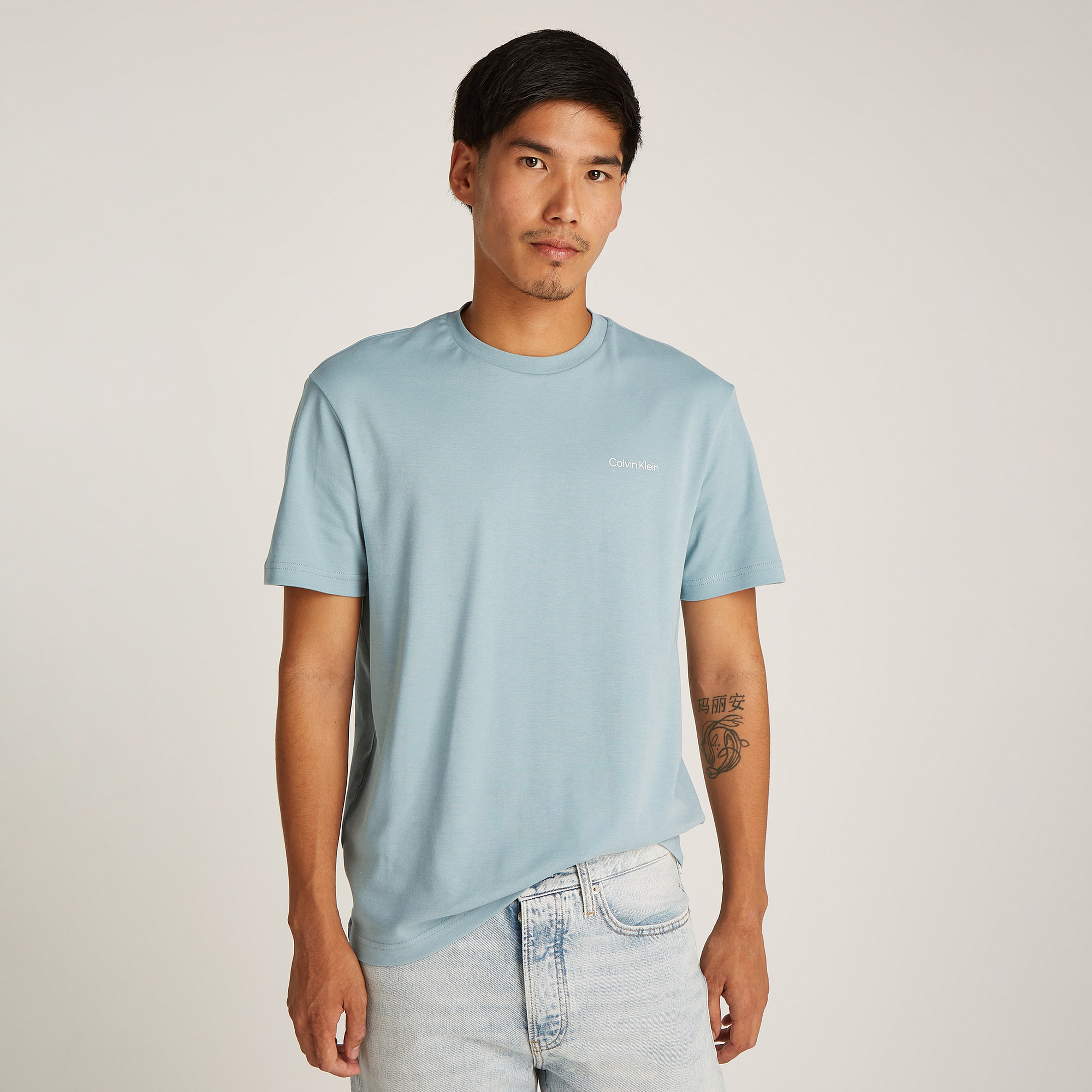 Calvin Klein Micro Logo İnterlo Erkek Mavi T-Shirt