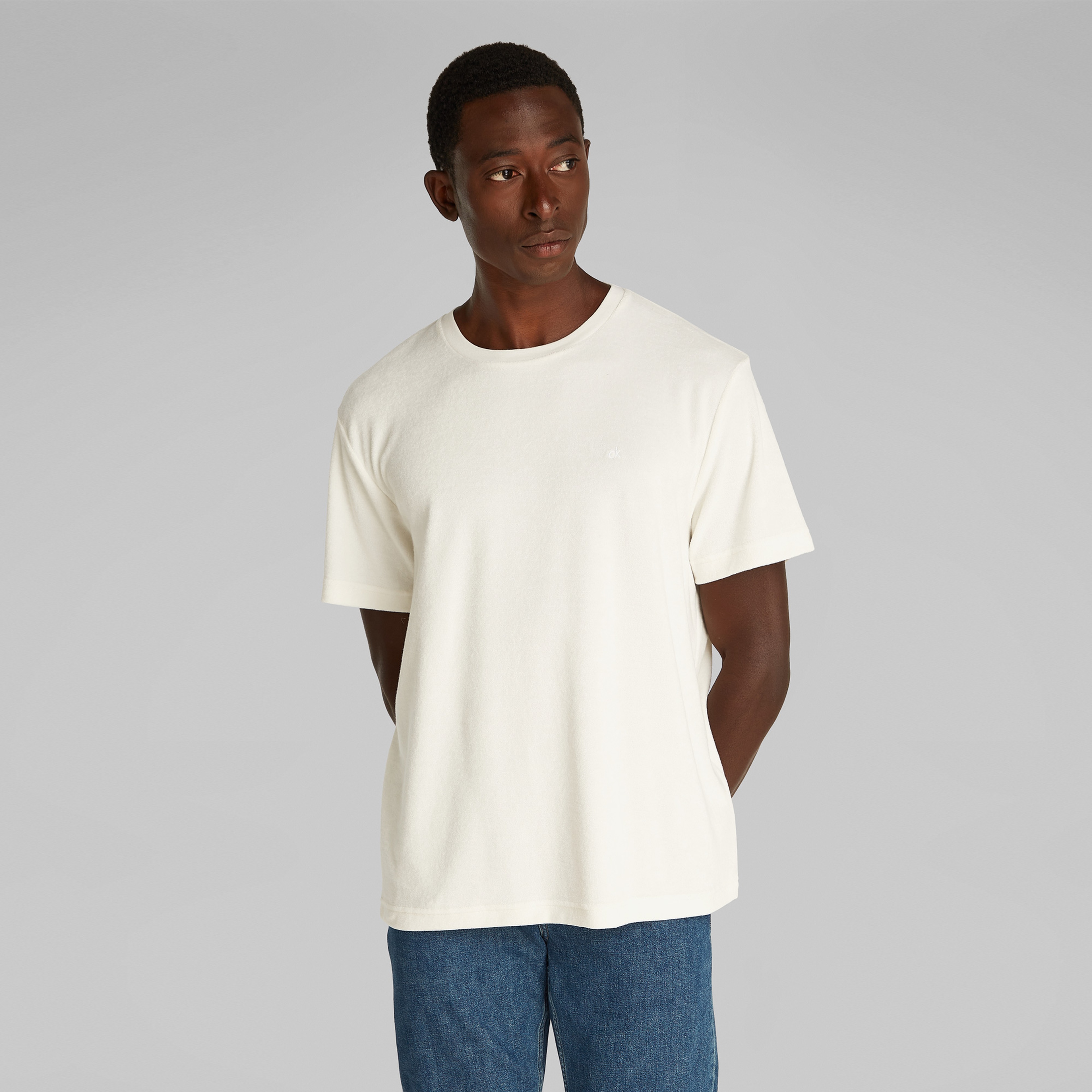 Calvin Klein Towelling Erkek Beyaz T-Shirt