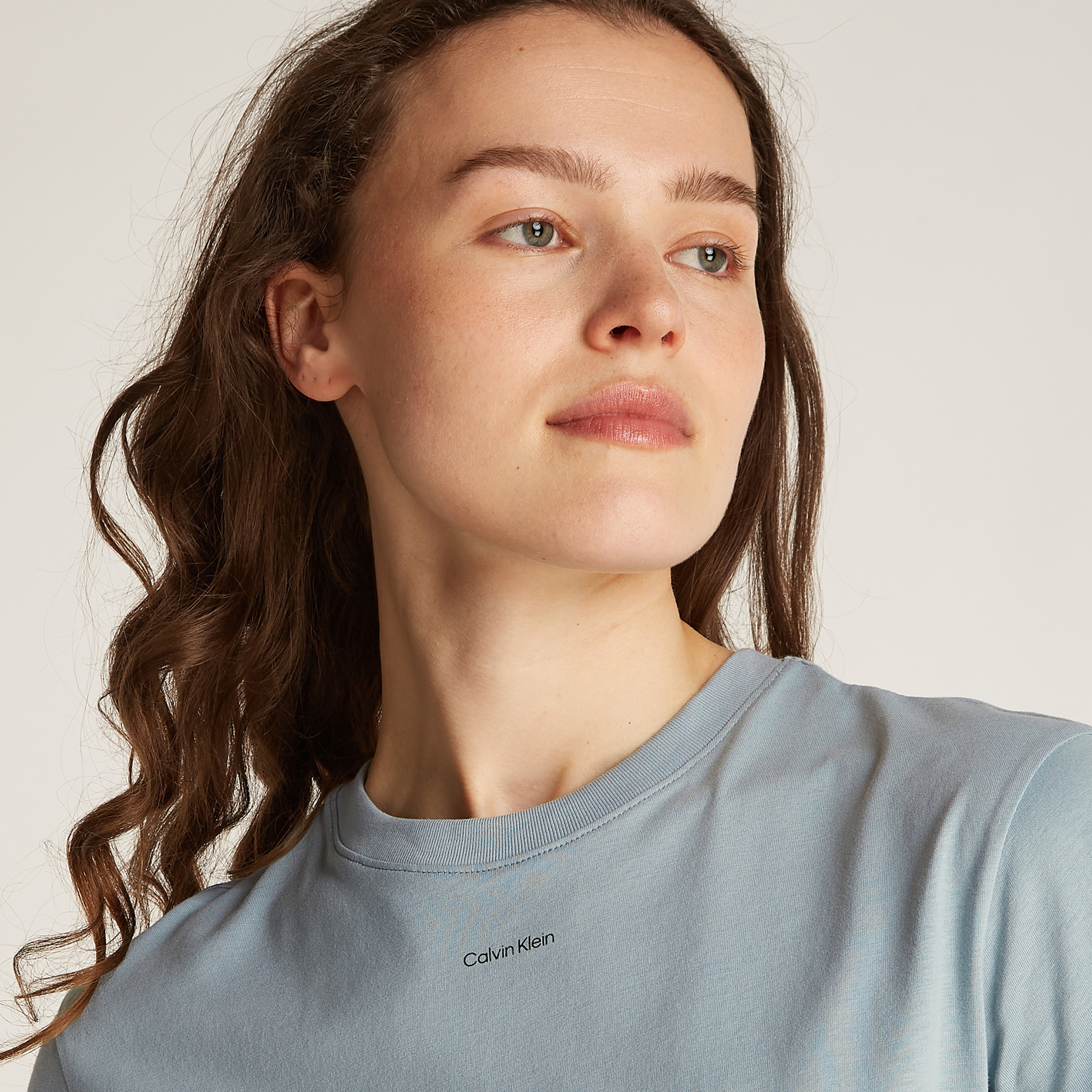 Calvin Klein Nano Logo Regular Kadın Mavi T-Shirt