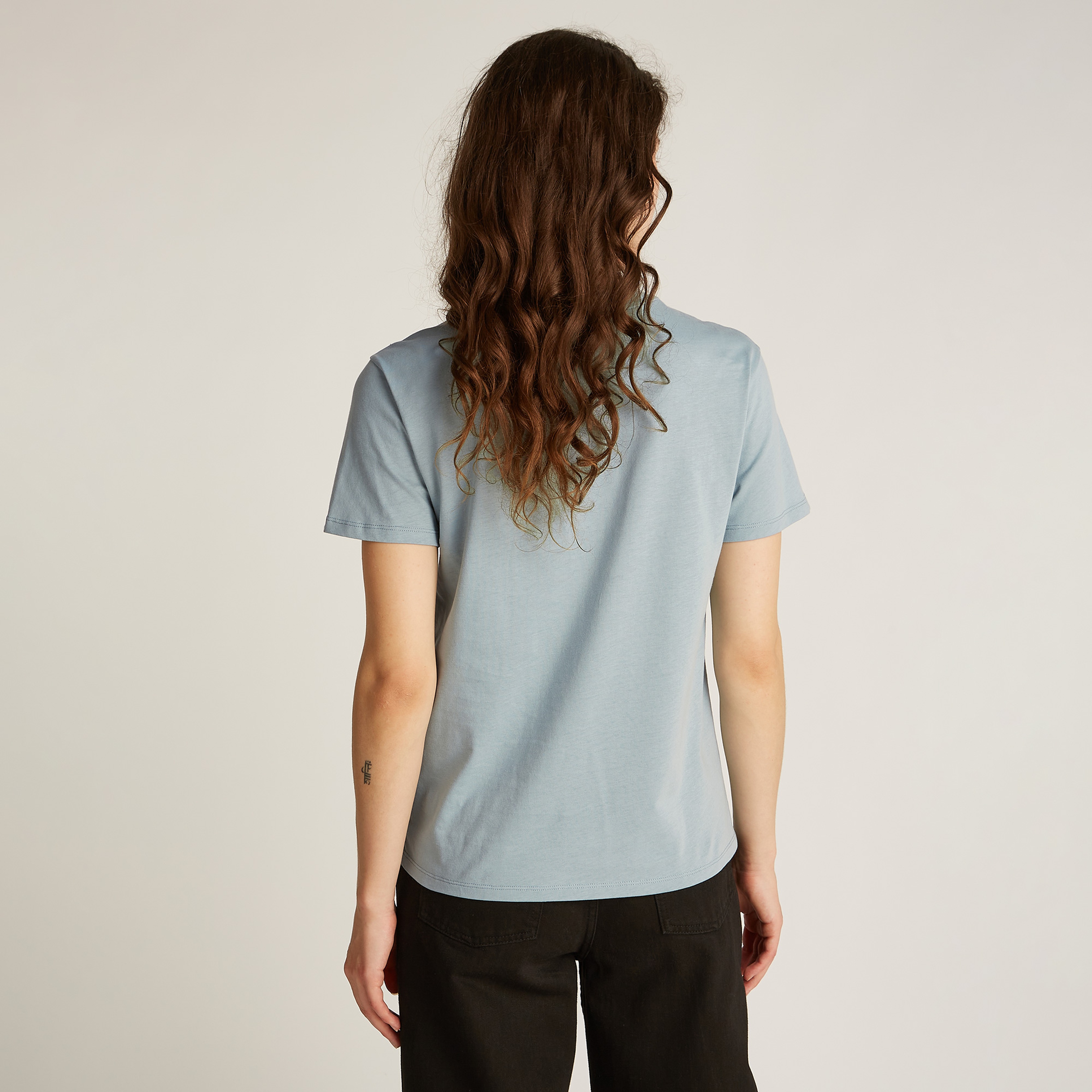 Calvin Klein Nano Logo Regular Kadın Mavi T-Shirt