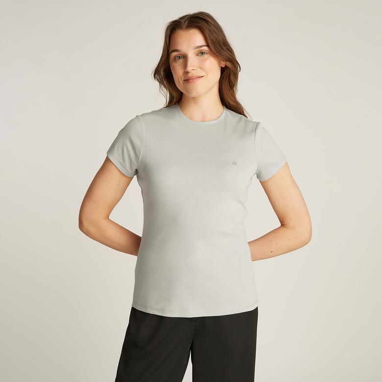 Calvin Klein Liquid Touch C-Nk Top Kadın Gri T-Shirt