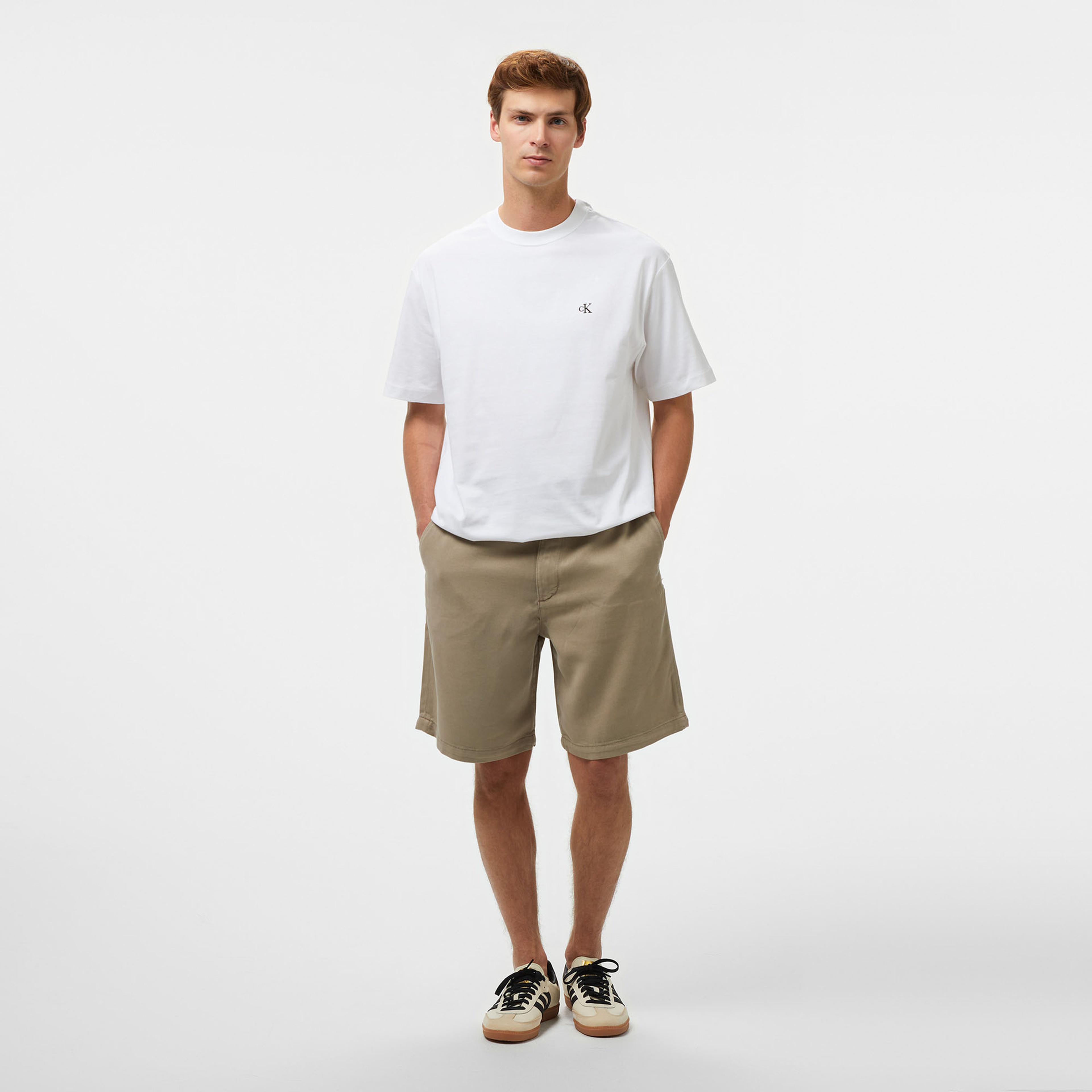 Calvin Klein Relaxed Archive Logo Crewnk Erkek Beyaz T-Shirt
