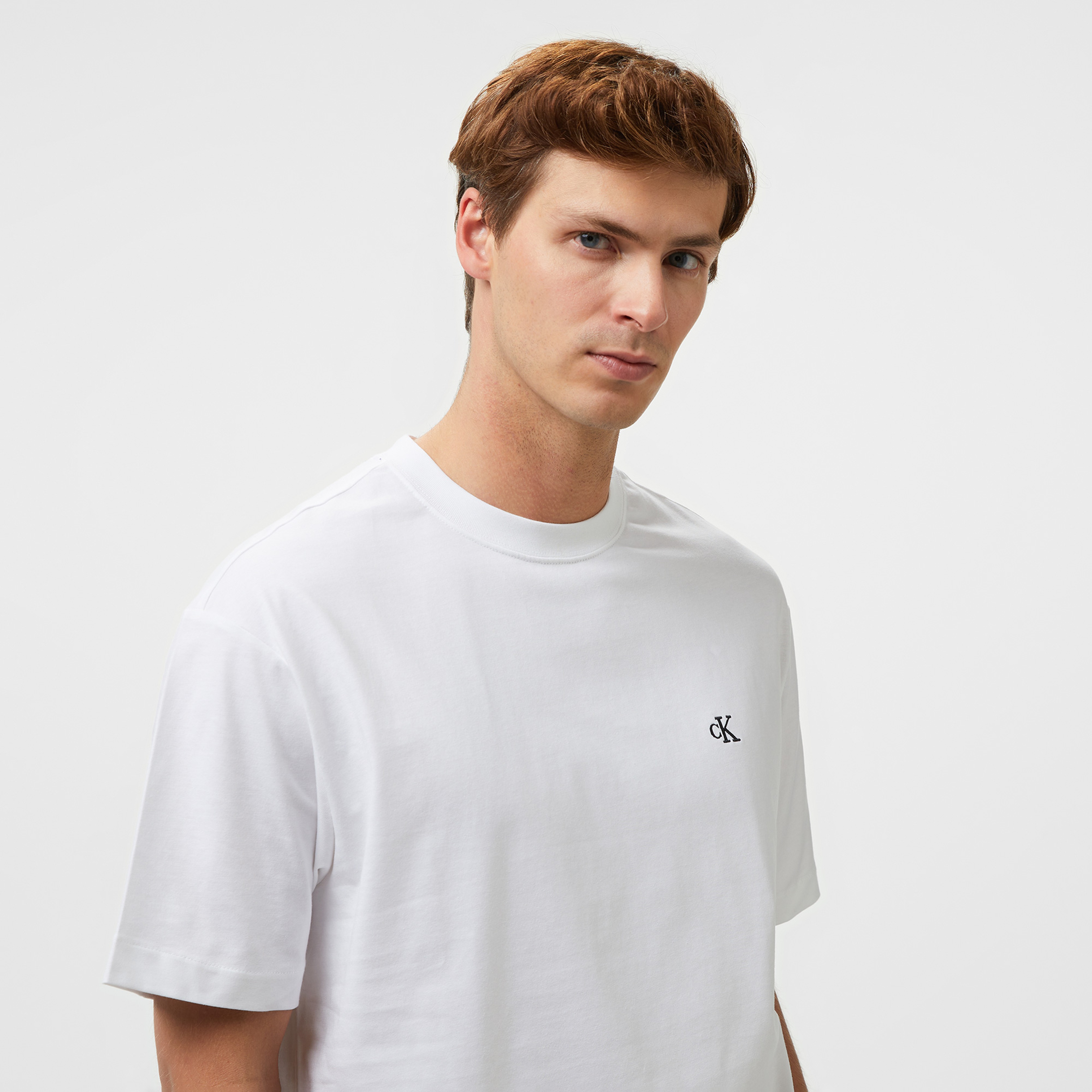 Calvin Klein Relaxed Archive Logo Crewnk Erkek Beyaz T-Shirt