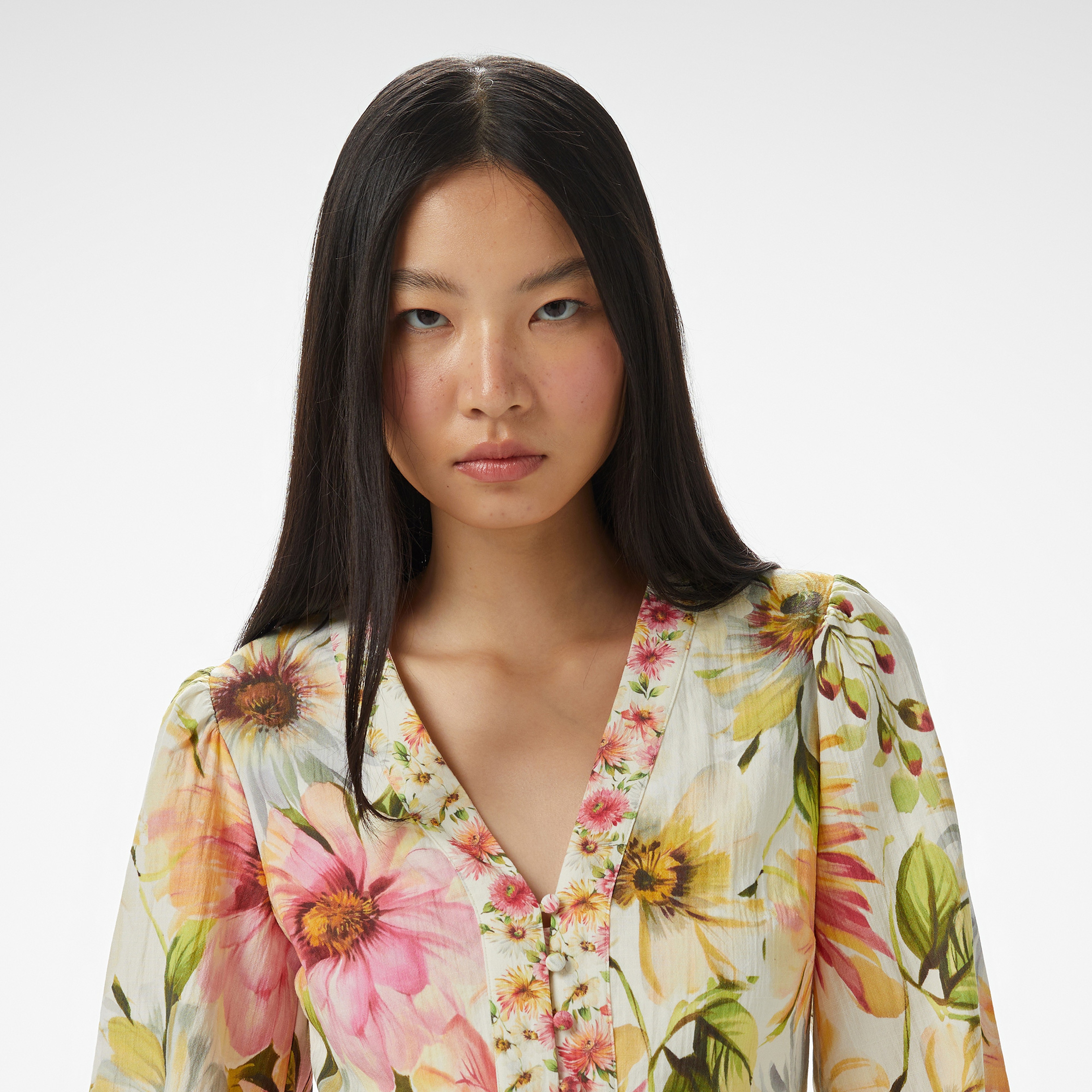 Guess Ls Colette V Neck Bo  Kadın Renkli Bluz