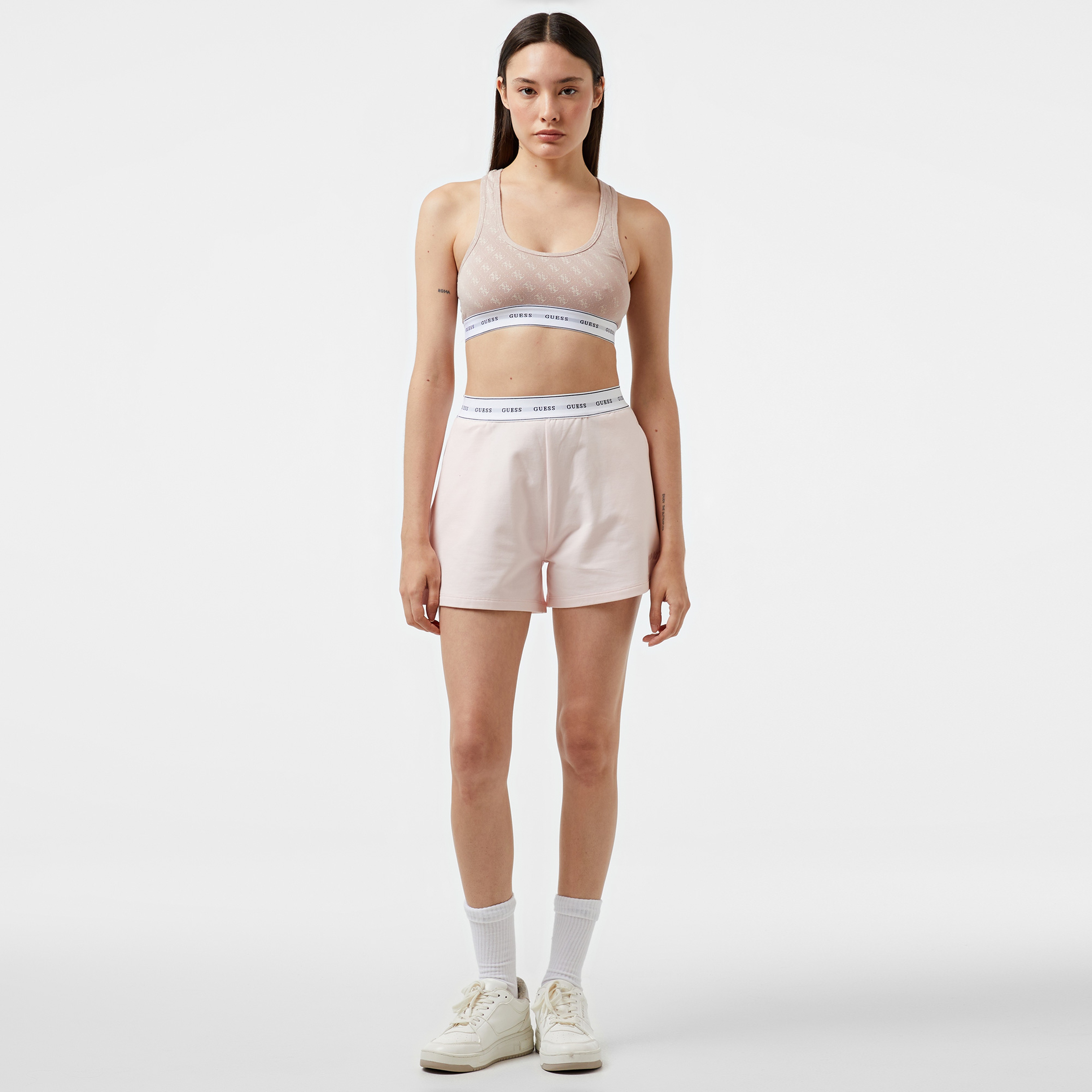 Guess Carrie Eco Printed Cuddle Jersey Kadın Pembe Bra