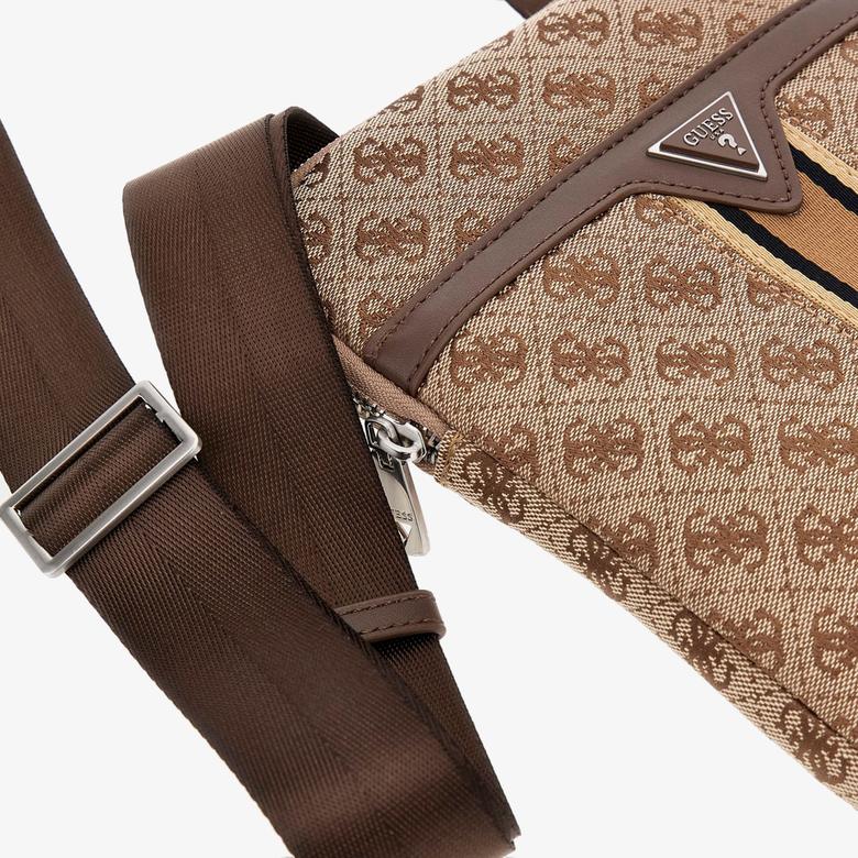 Guess Milanompact Crossbody With Front Erkek Bej Çapraz Çanta