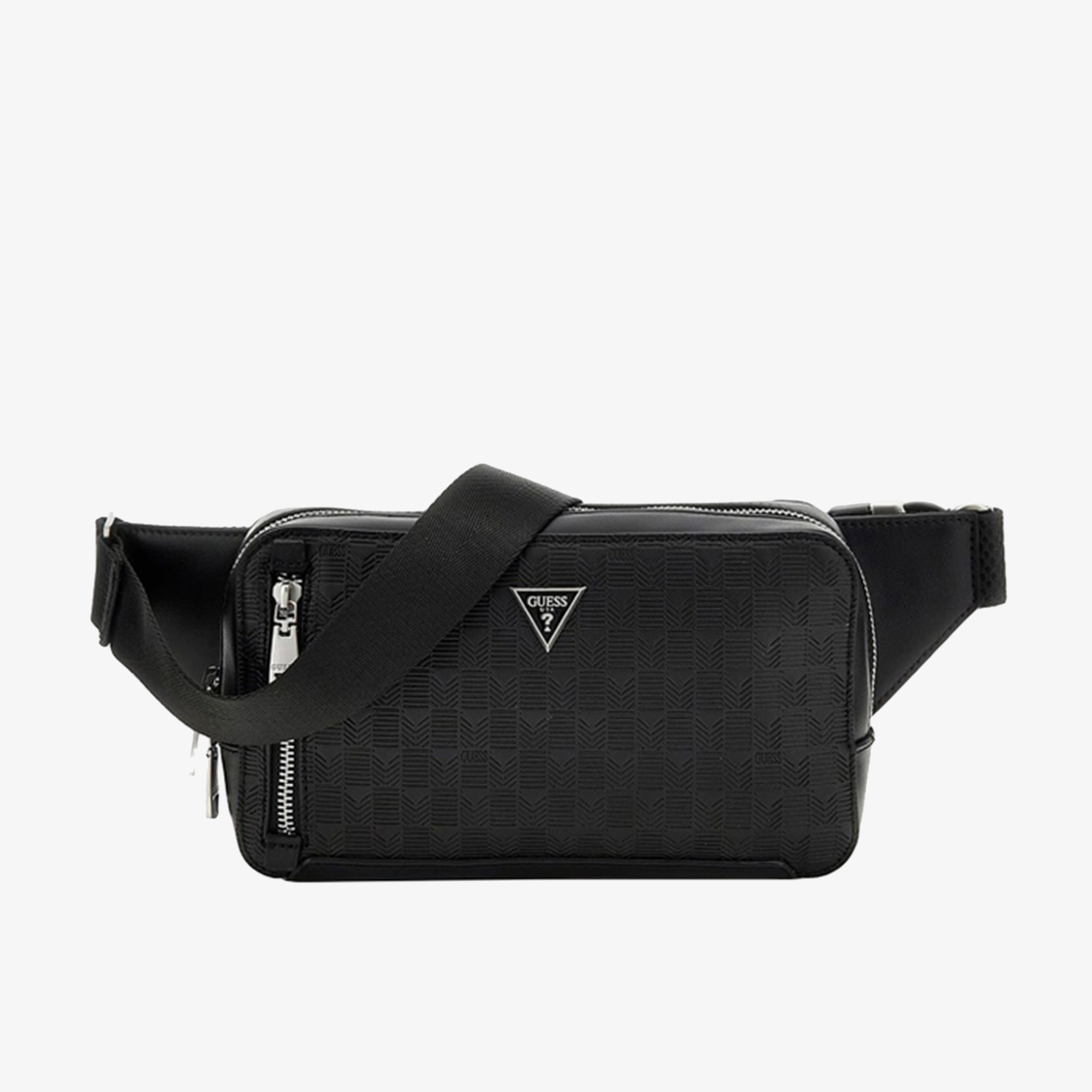 Guess Torino Crossbody Bum Vertical Zip Erkek Siyah Bel Çantası