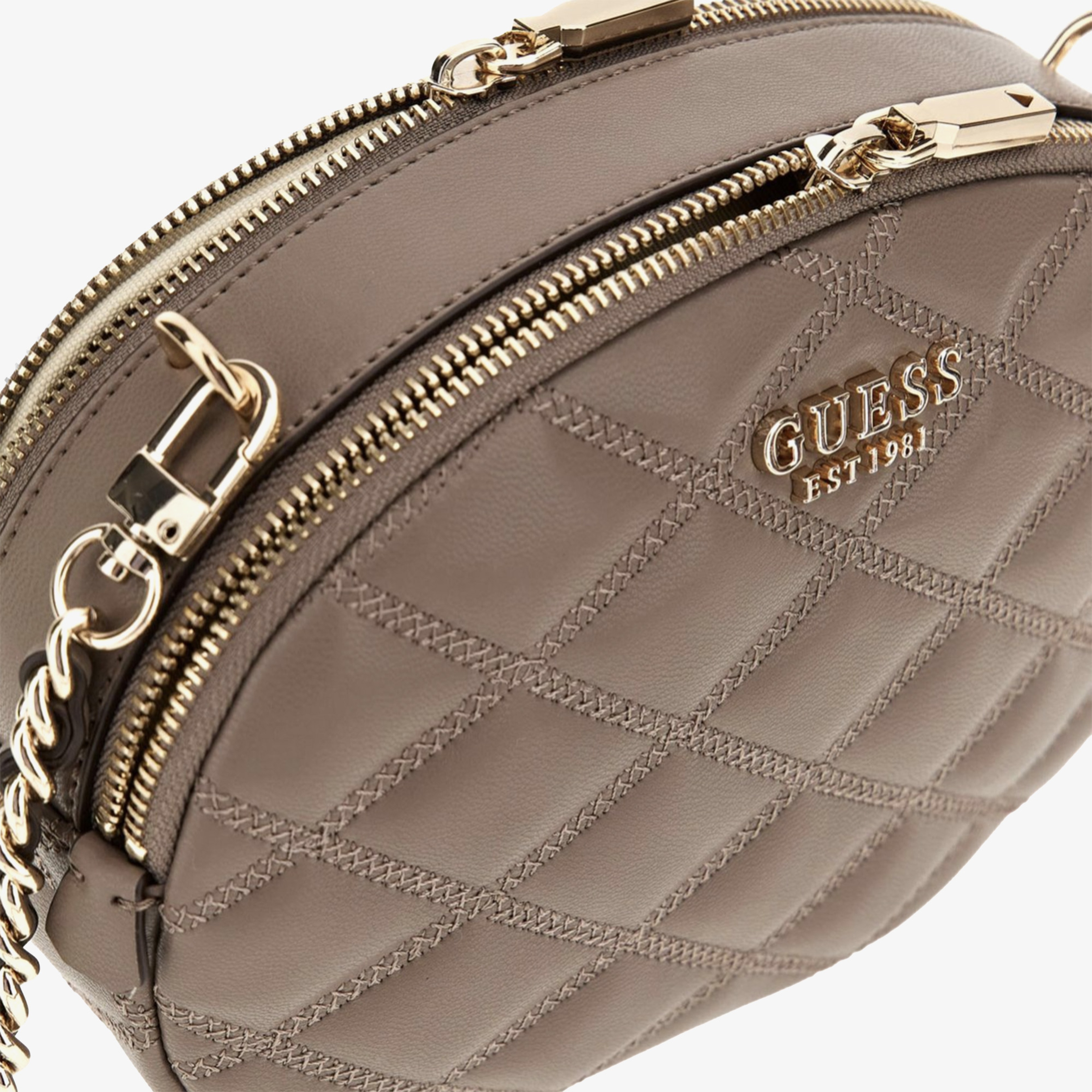 Guess Cruise Vibe Zip Denali Small Laptopeeve Kadın Kahverengi Çapraz Çanta