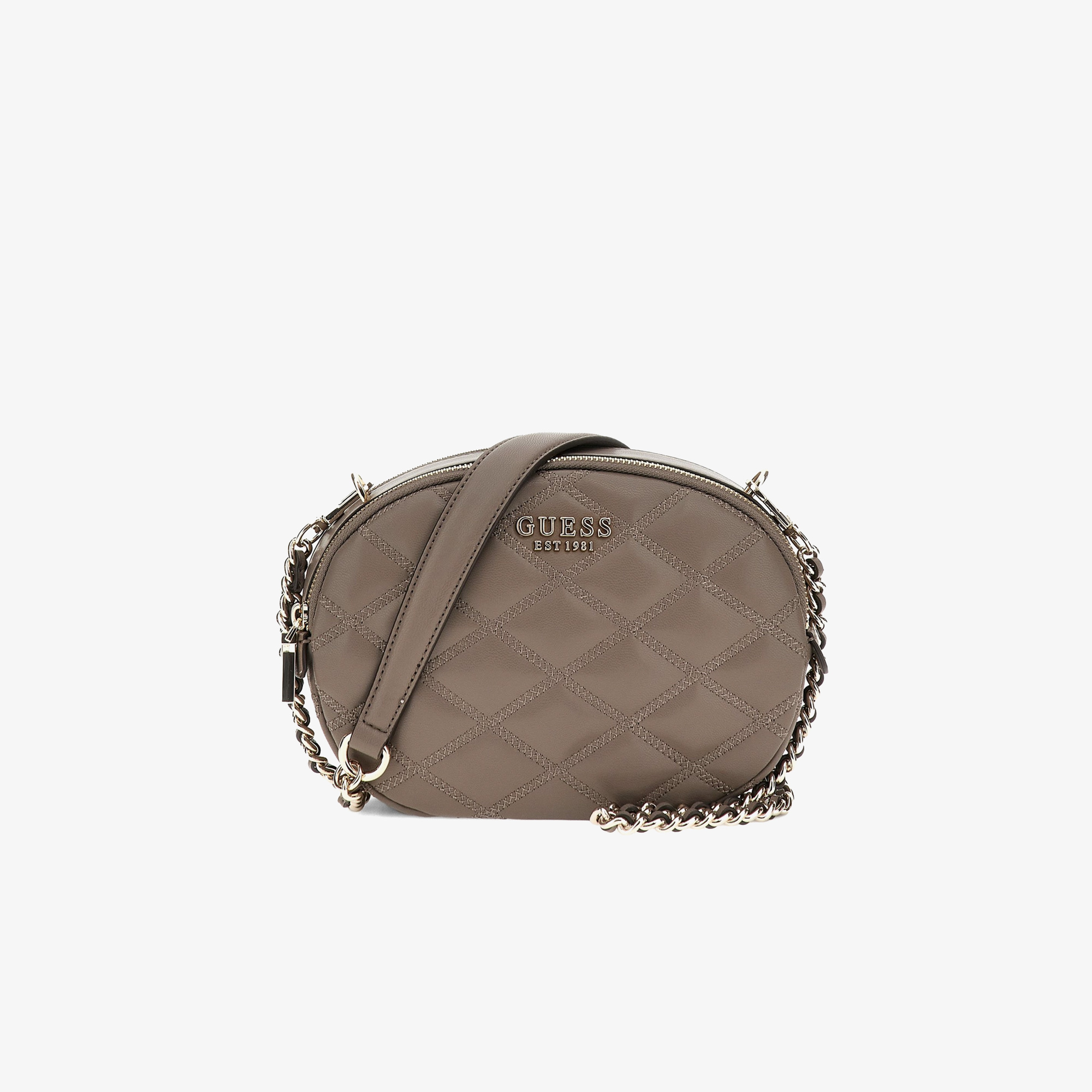 Guess Cruise Vibe Zip Denali Small Laptopeeve Kadın Kahverengi Çapraz Çanta