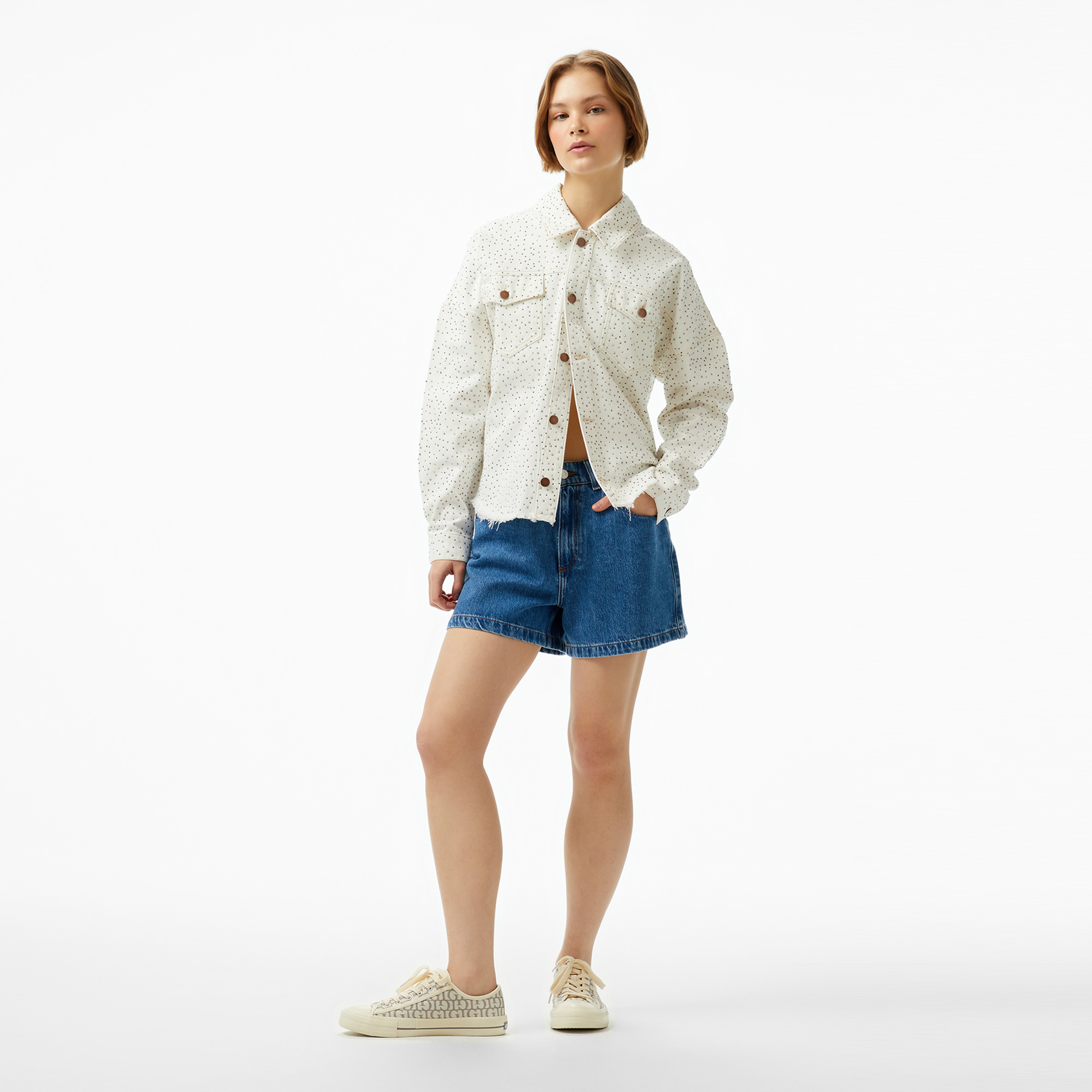 Guess Western Shacket Sensation Rg White Kadın Beyaz Ceket