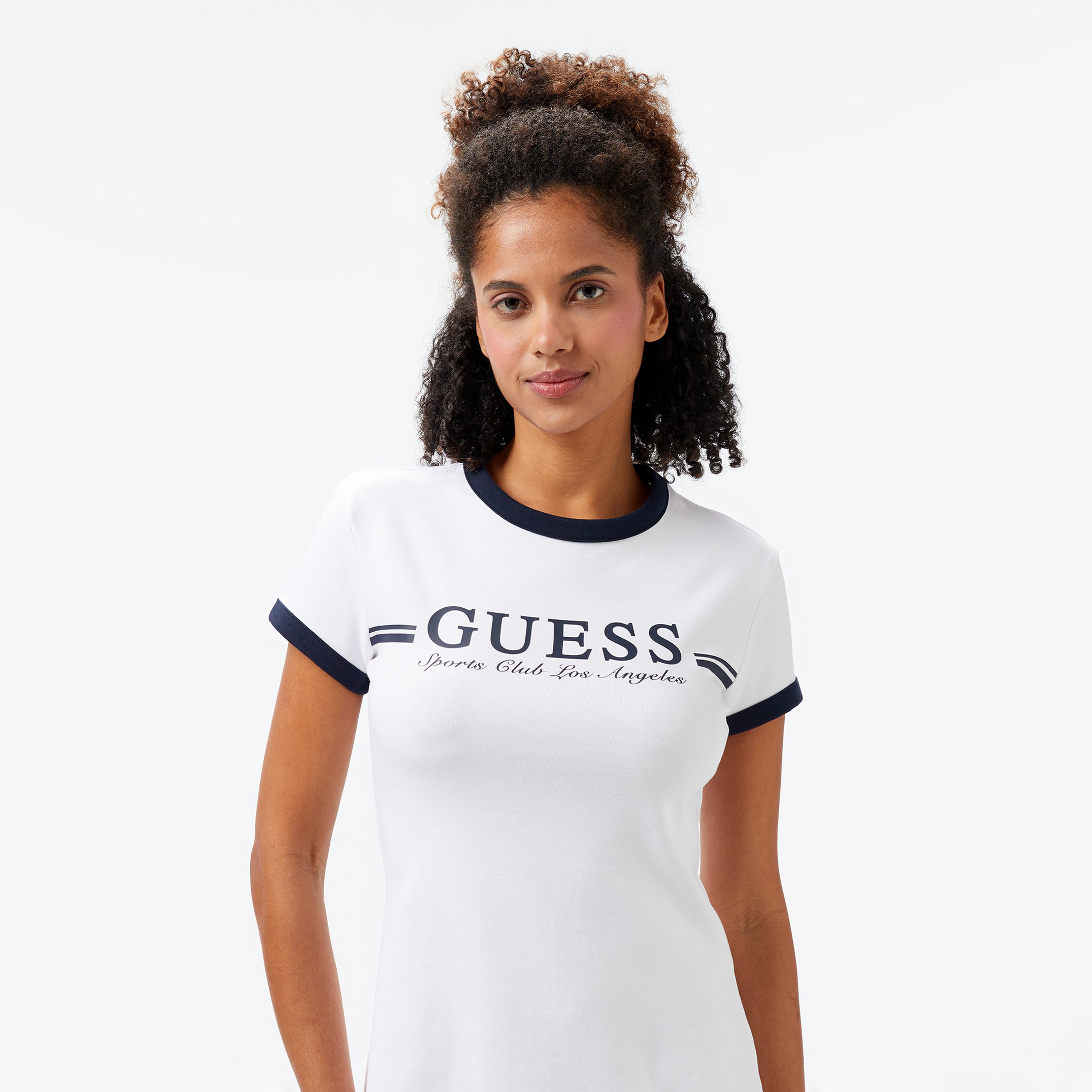 Guess Active Org Rib 1X1 320 Kadın Beyaz Elbise