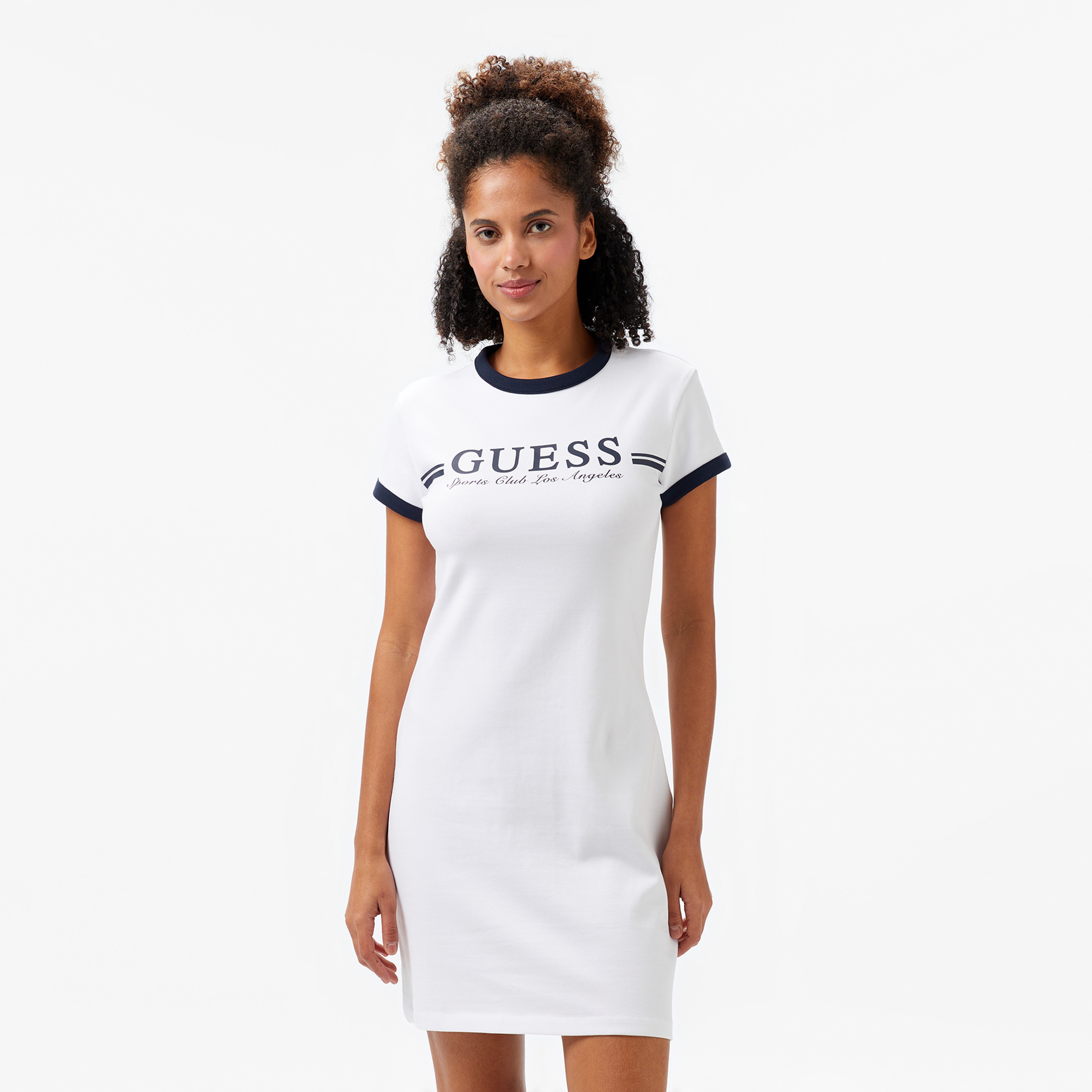 Guess Active Org Rib 1X1 320 Kadın Beyaz Elbise