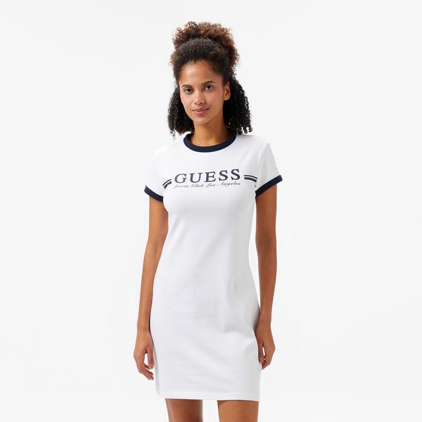 Guess Active Org Rib 1X1 320 Kadın Beyaz Elbise