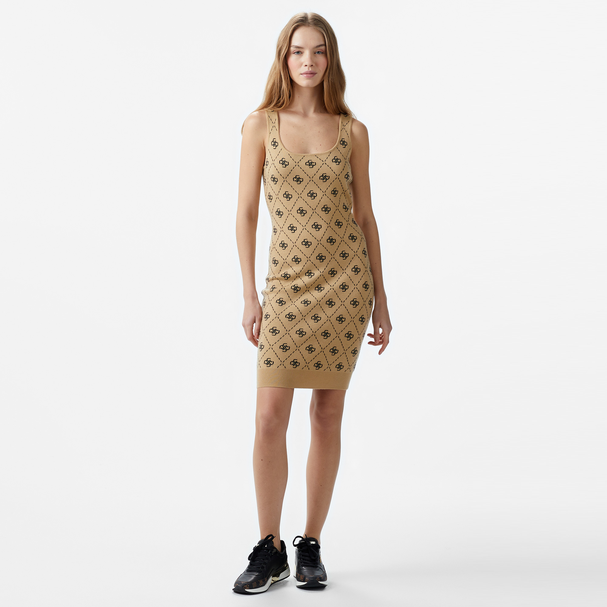 Guess Sarah Blend Stella Yarn Kadın Bej Elbise