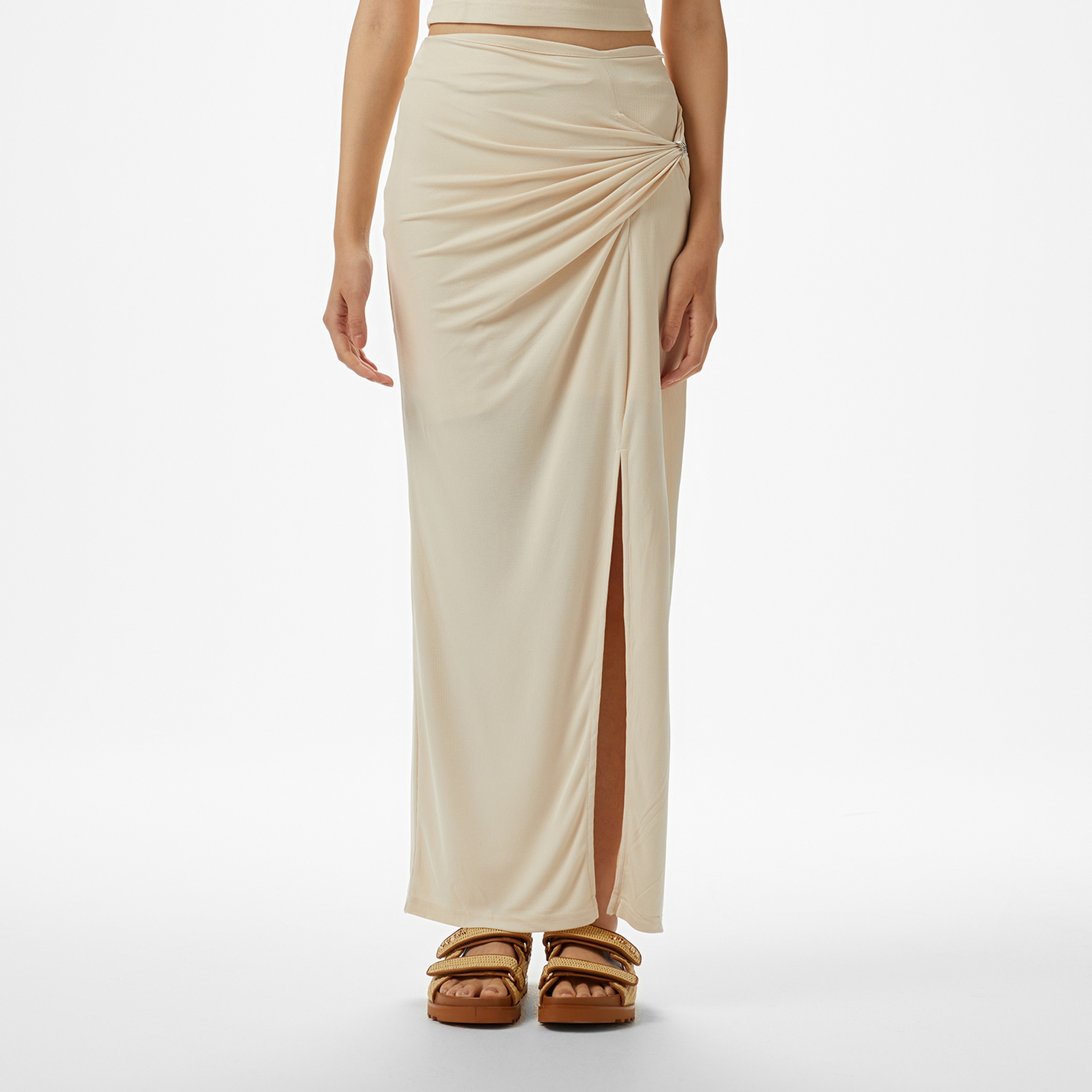 Guess Aimee Jewel Drap Ski  Kadın Bej Etek