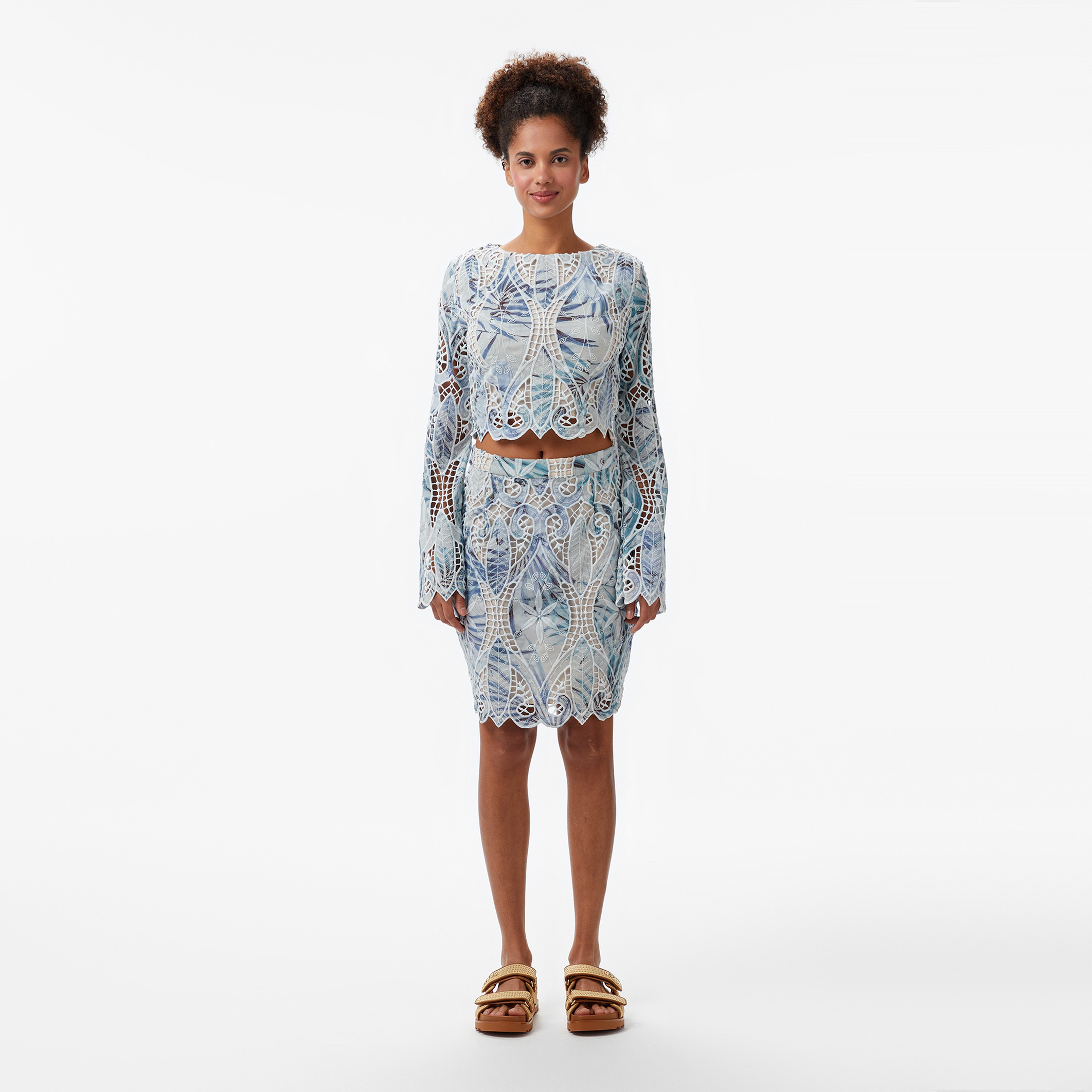 Guess Anastasia Embro Mini  Kadın Renkli Etek