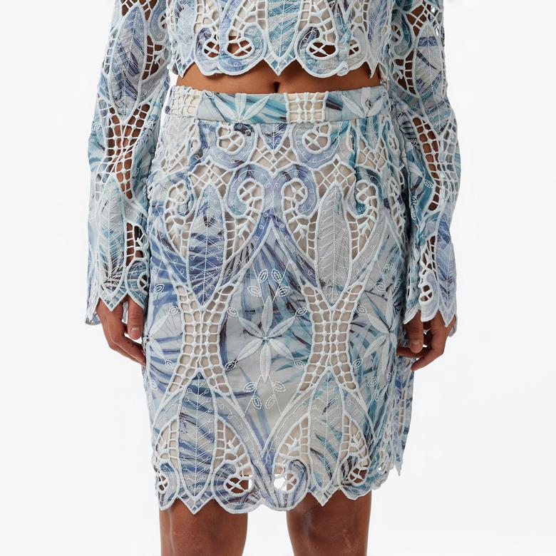 Guess Anastasia Embro Mini  Kadın Renkli Etek