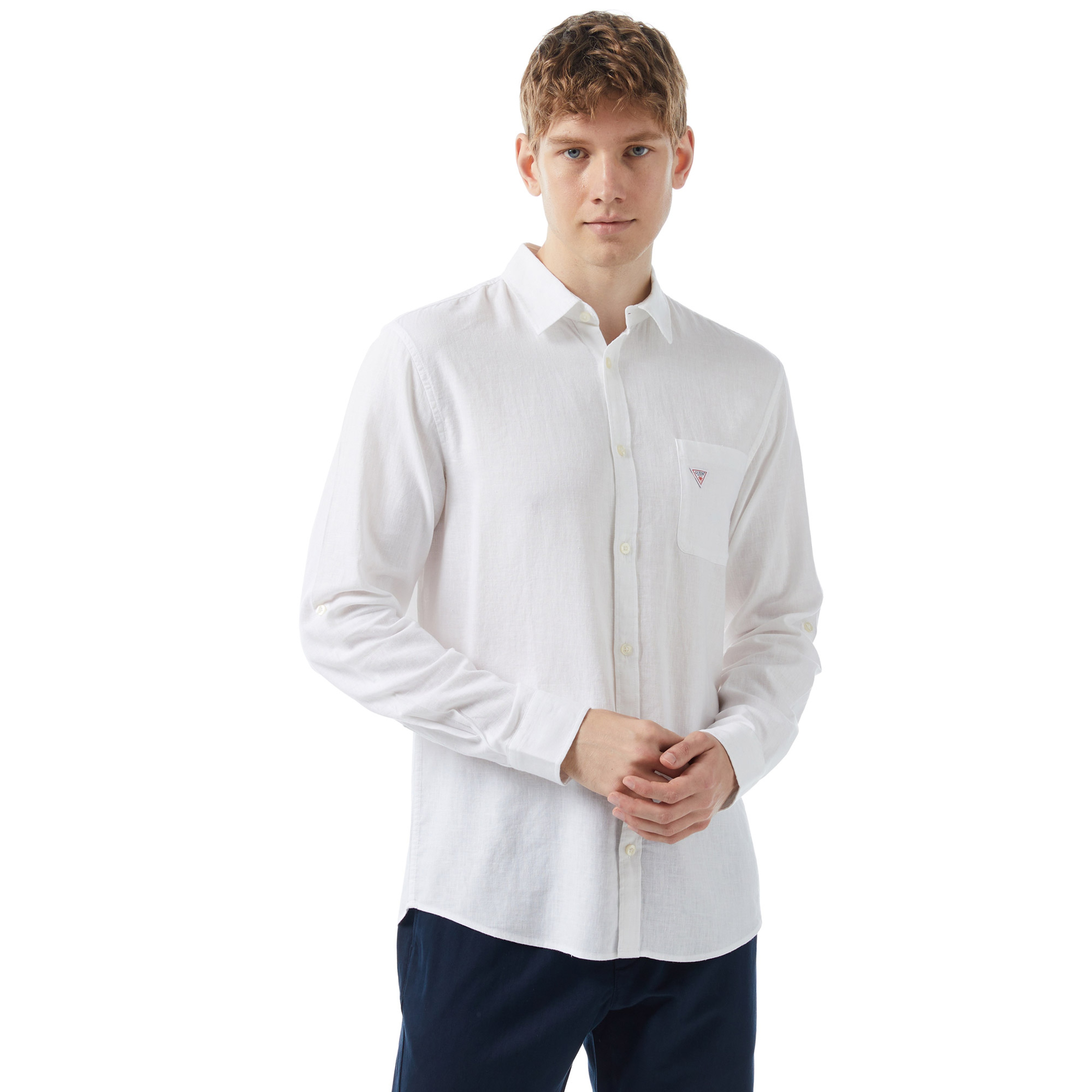 Guess Roll-Up Erkek Beyaz Gömlek