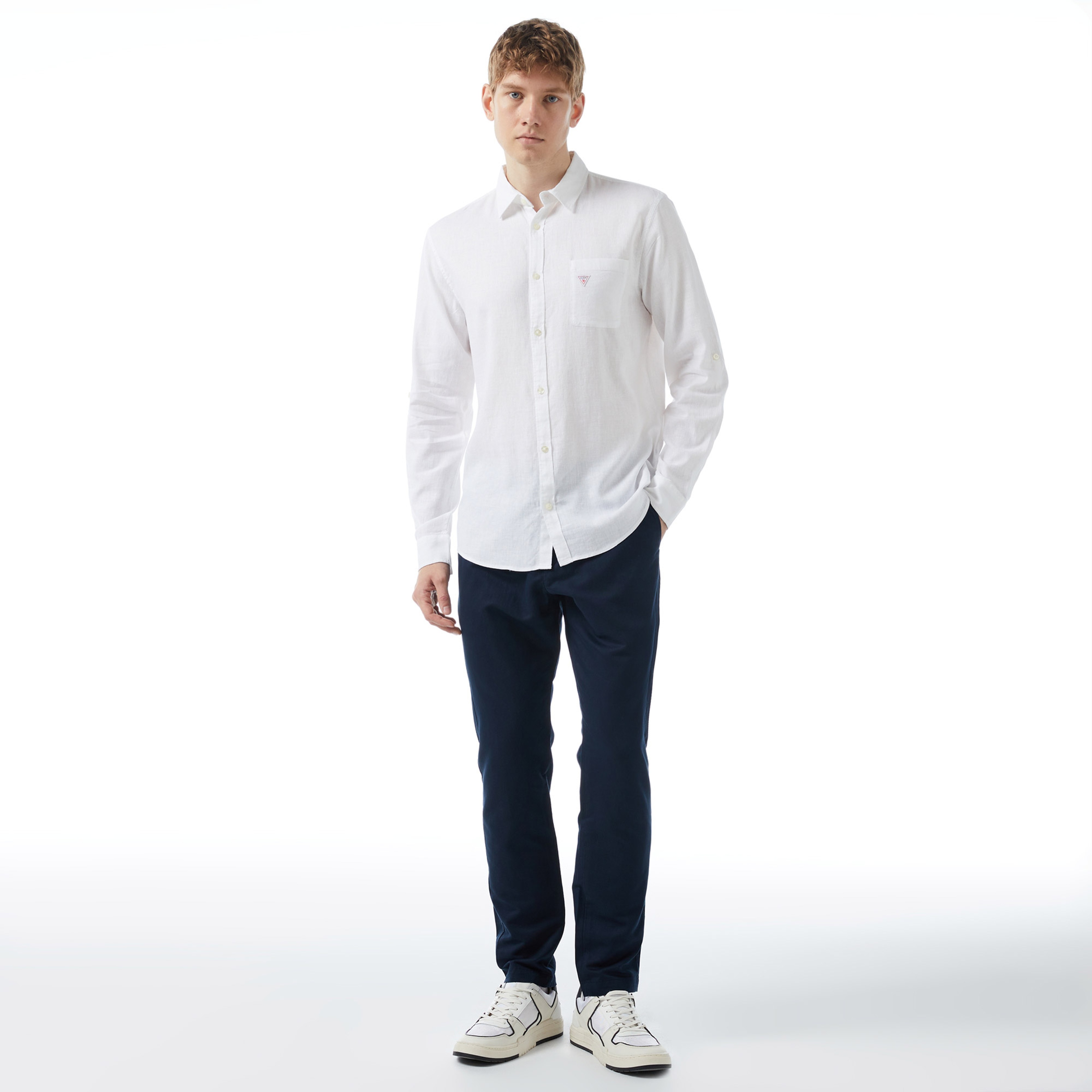 Guess Roll-Up Erkek Beyaz Gömlek