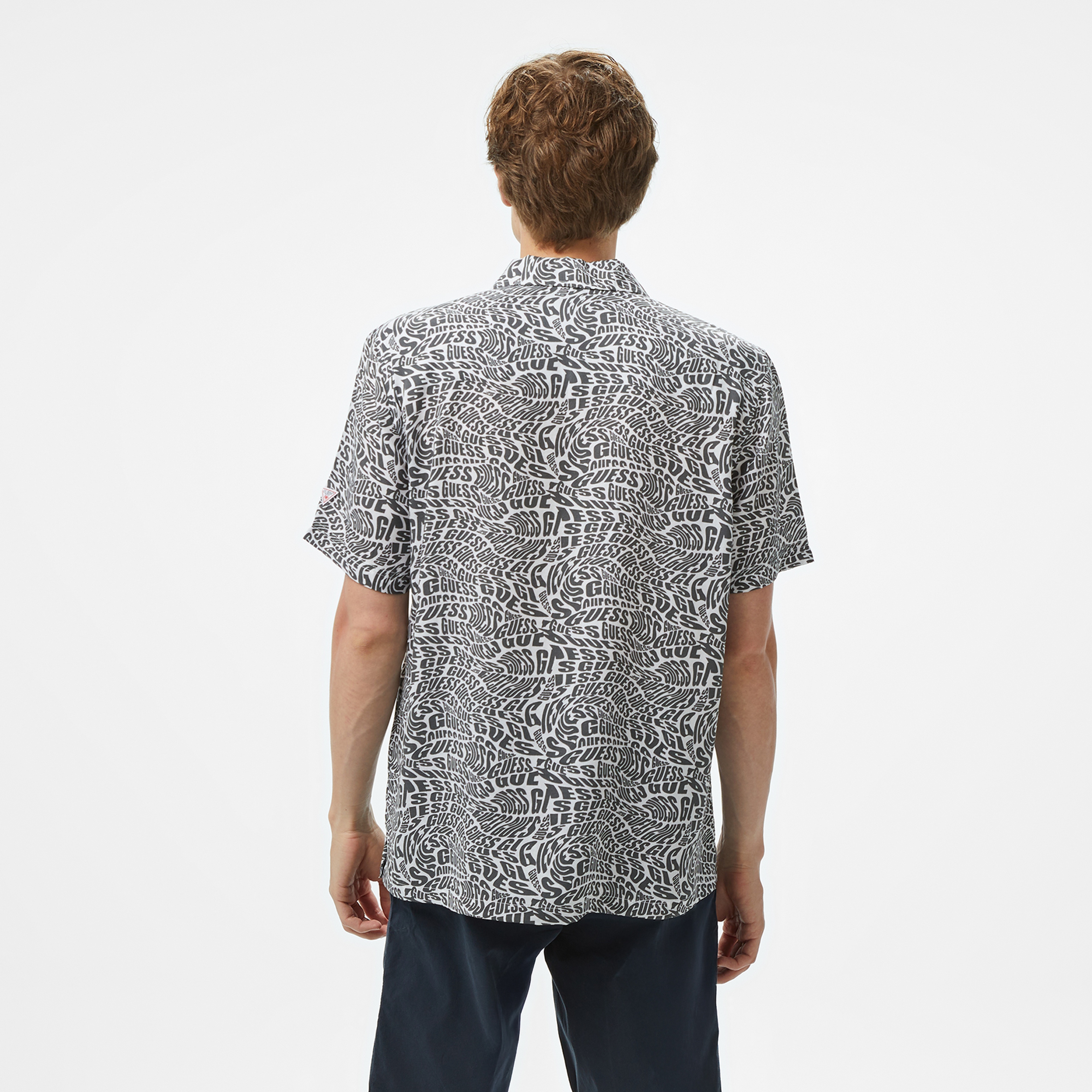 Guess Ss Bowling Aop Shirt  Erkek Siyah Gömlek