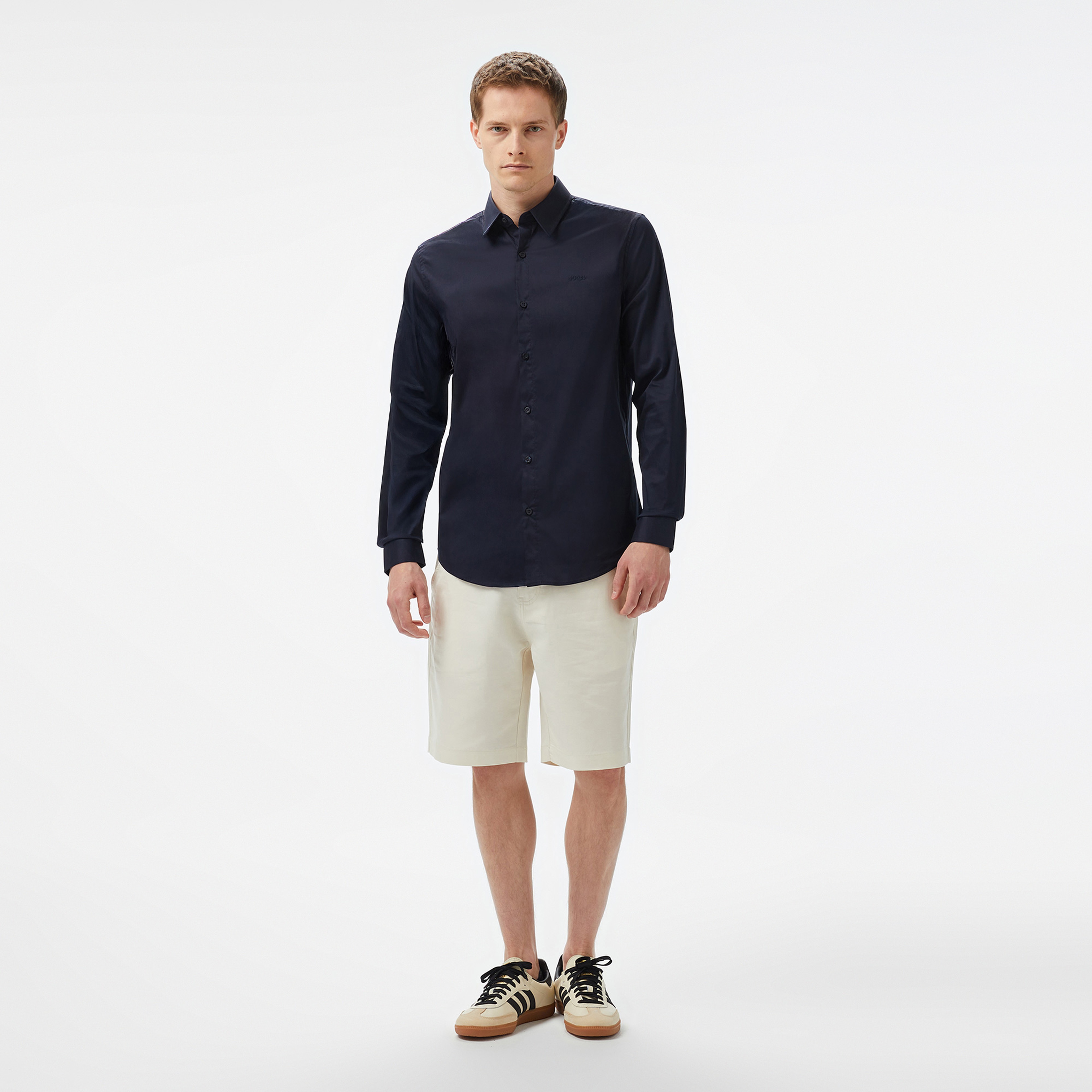 Guess Ls Sunset Org Polyetch Poplin Erkek Lacivert Gömlek