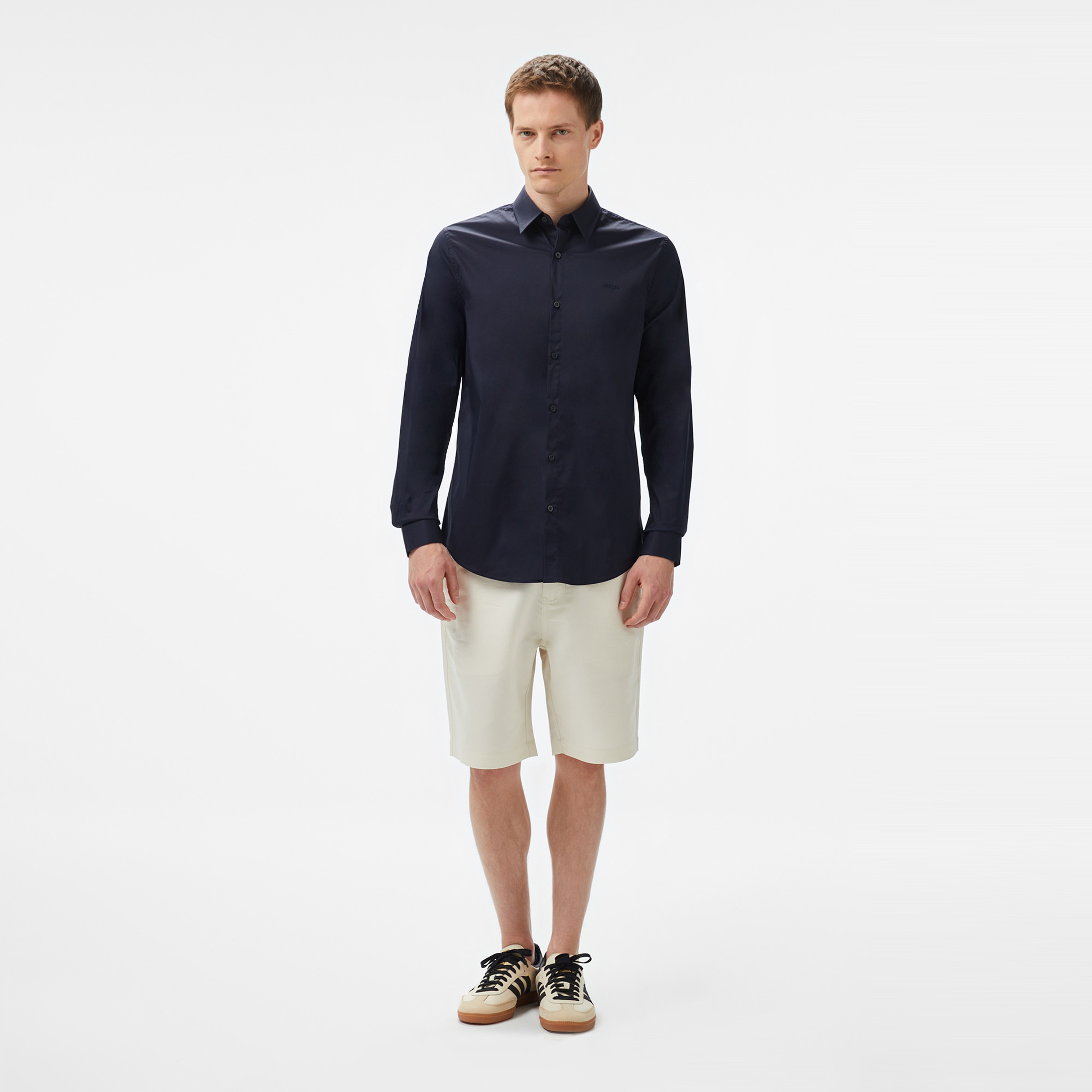 Guess Ls Sunset Org Polyetch Poplin Erkek Lacivert Gömlek