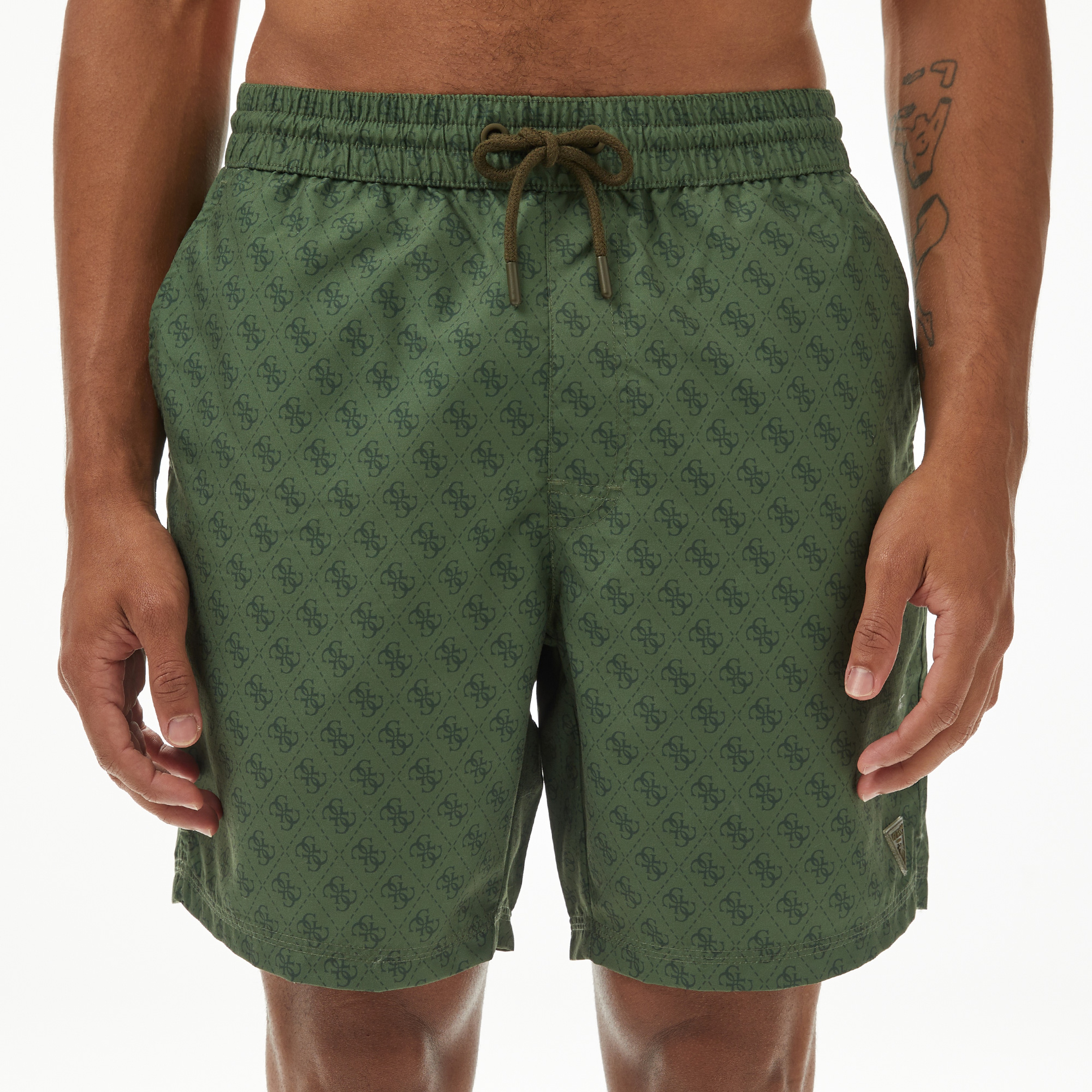 Guess Medium Twill 115 Erkek Yeşil Deniz Şortu