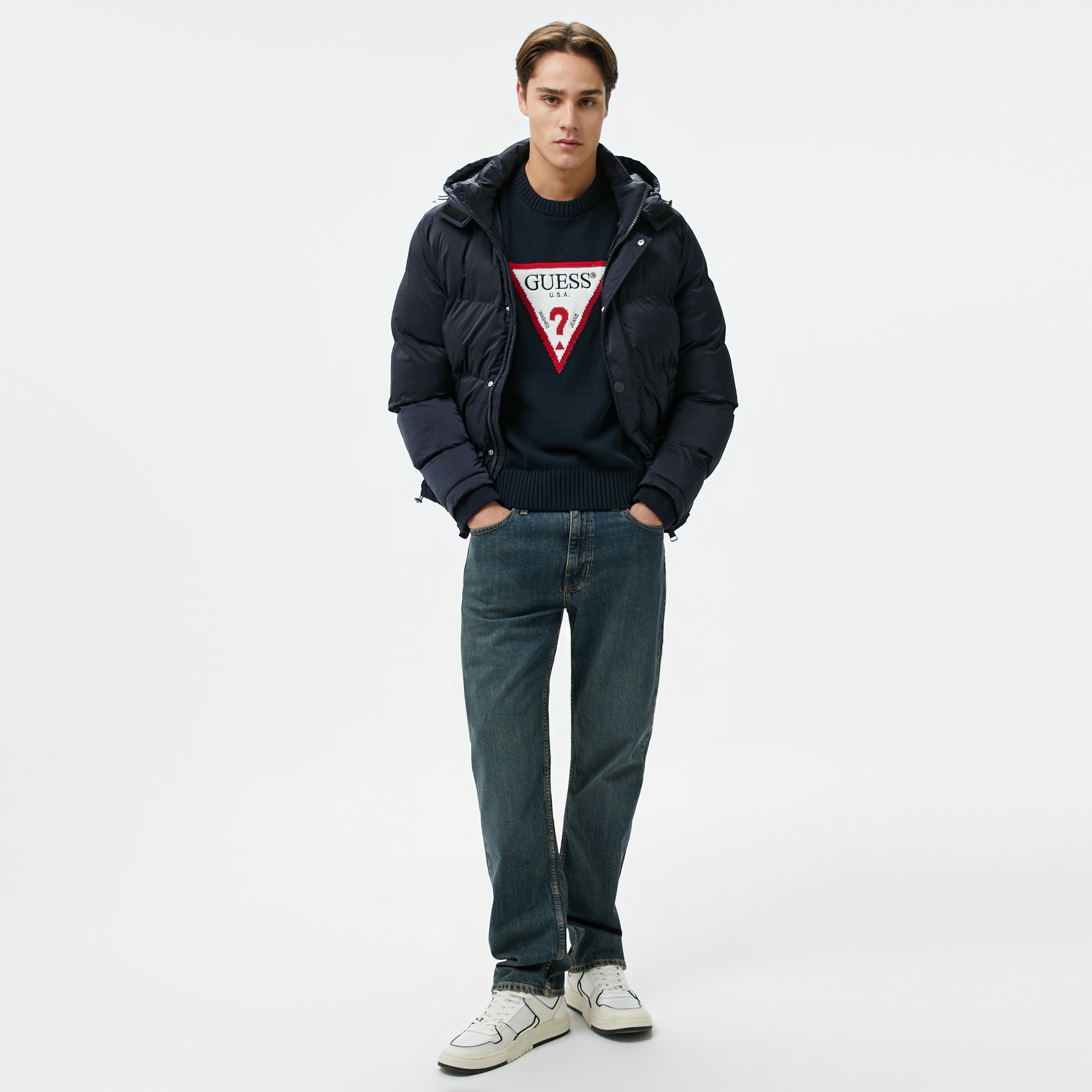 Guess Stretch Stretch Poly 90 Erkek Lacivert Mont