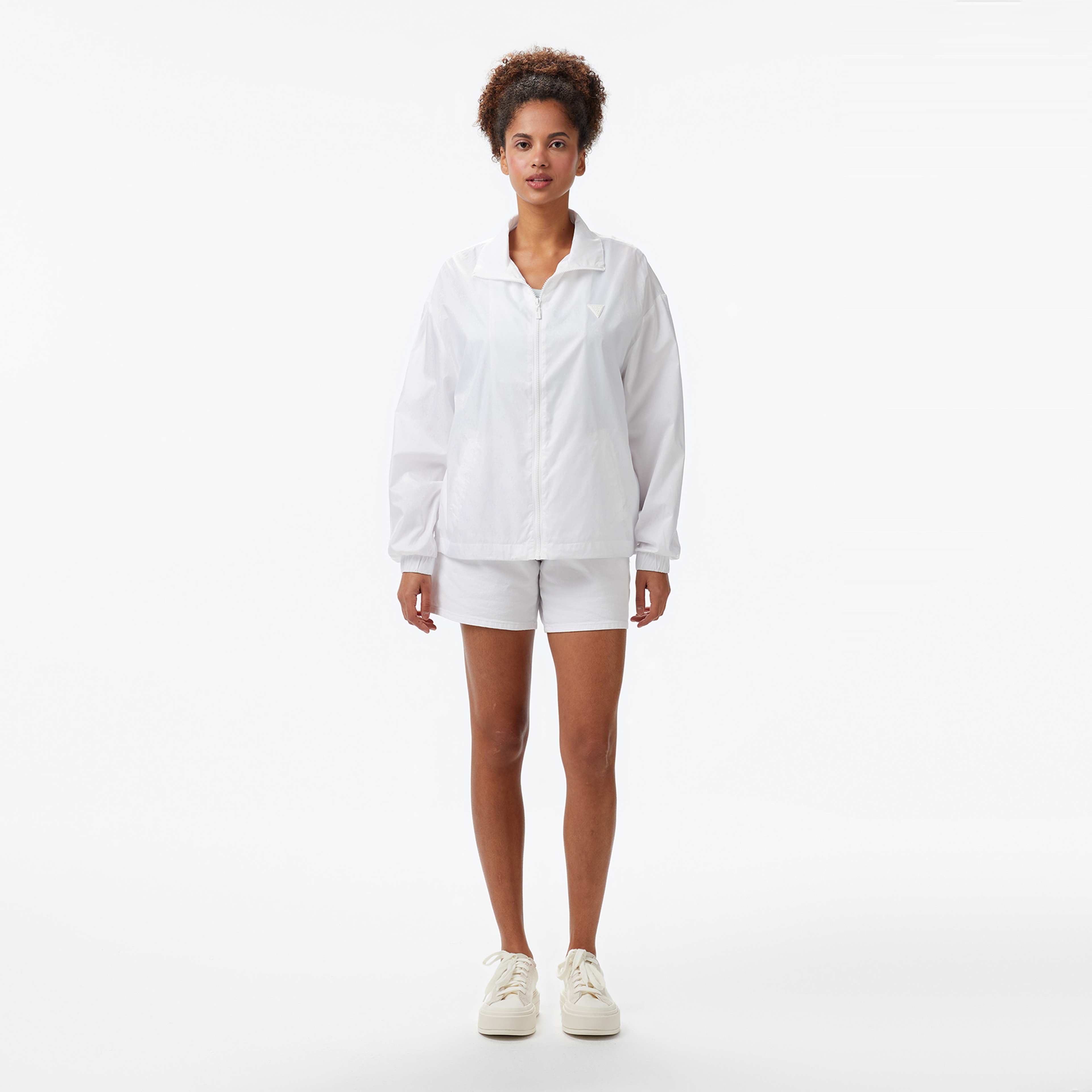 Guess 4G Logo Windbreaker  Kadın Beyaz Rüzgarlık