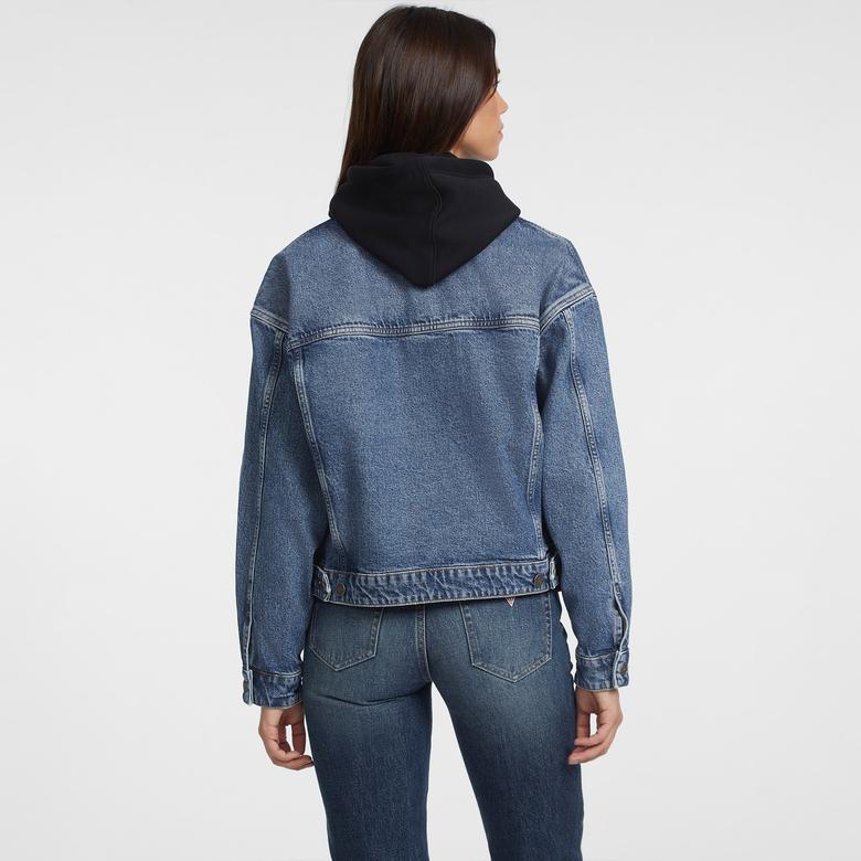 Guess Oversize Trucker Eco Recy Riverside Indi Kadın Mavi Ceket