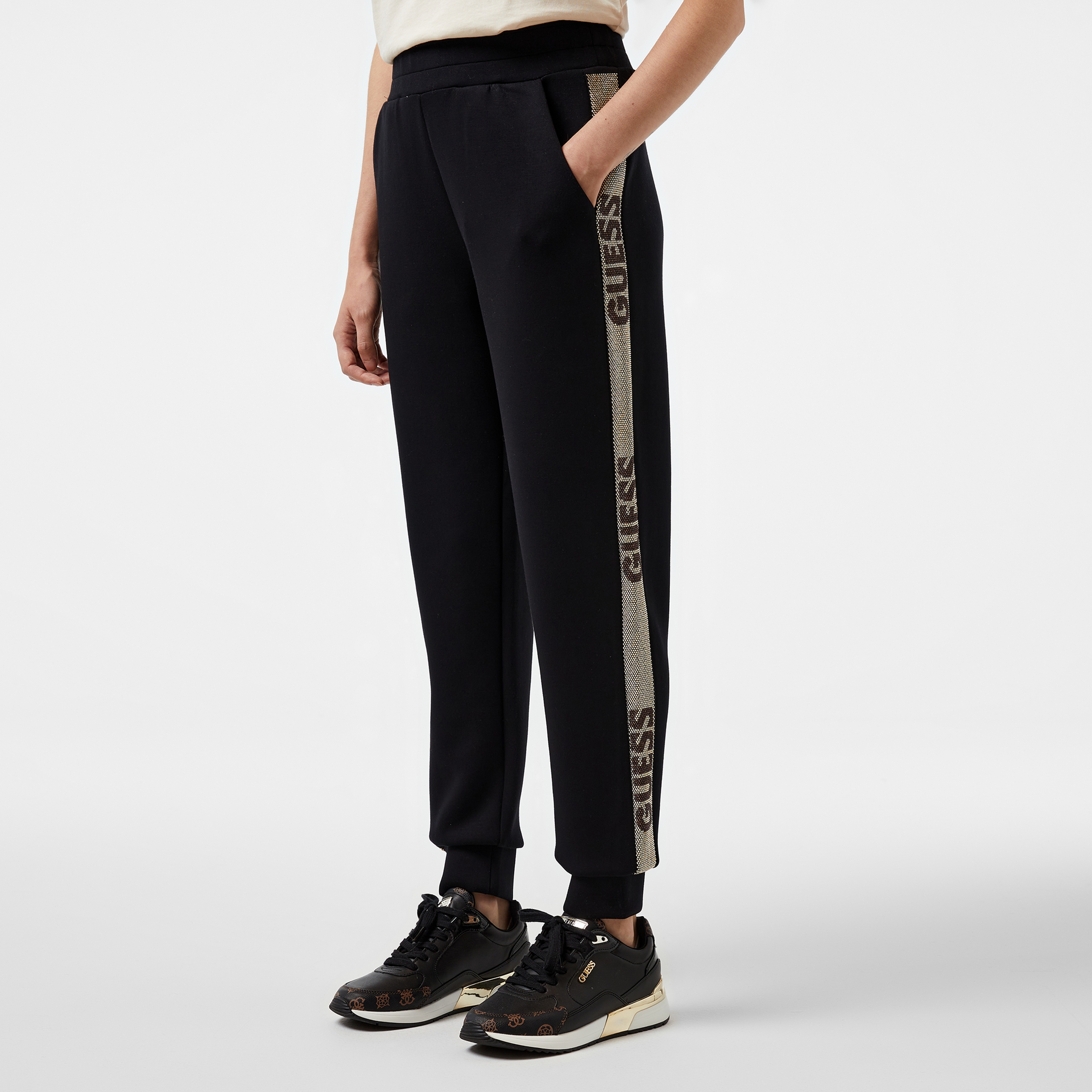 Guess Studs Logo Visce Scuba 370 Kadın Siyah Eşofman Altı