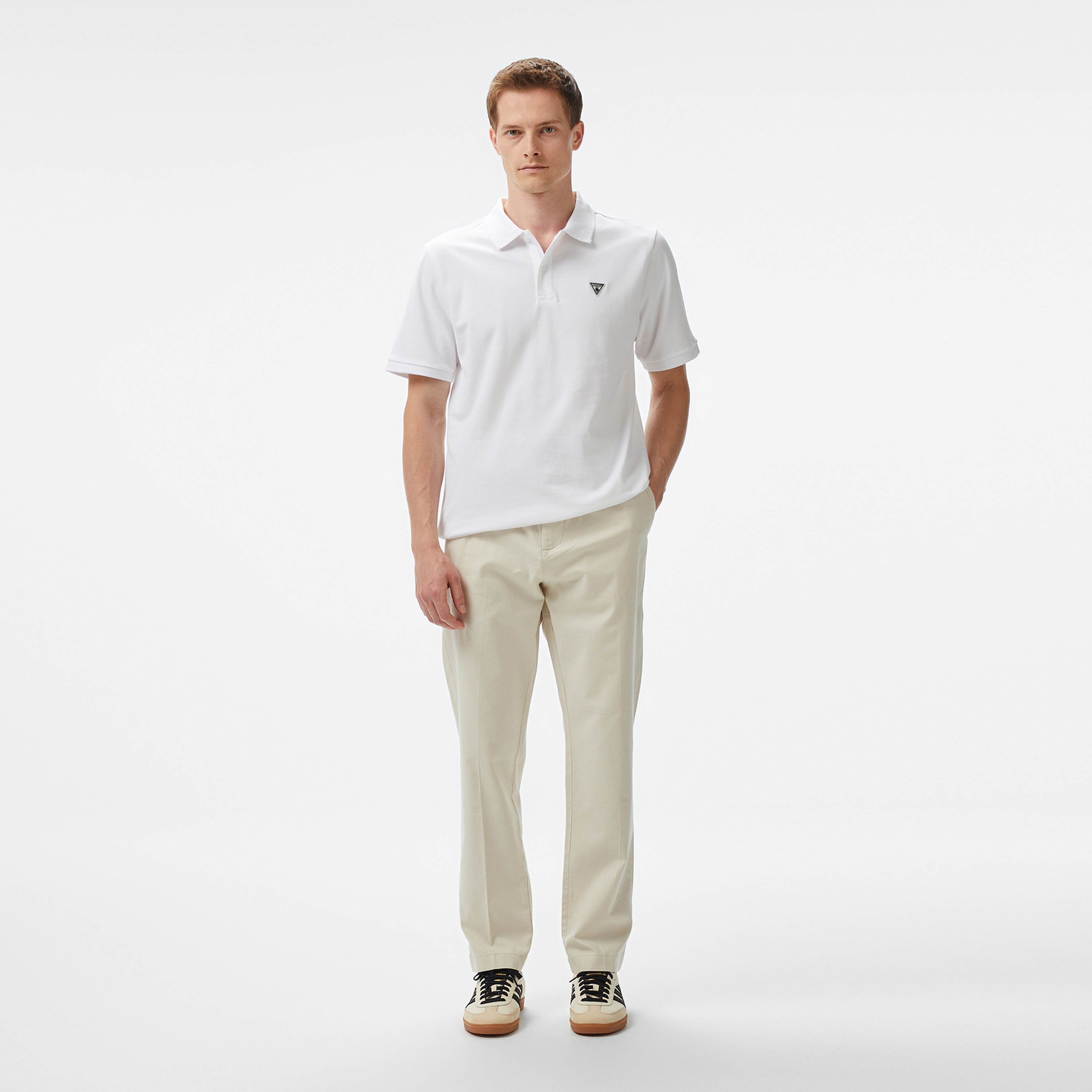 Guess Ss Basic Gd Polo Erkek Beyaz Polo T-Shirt