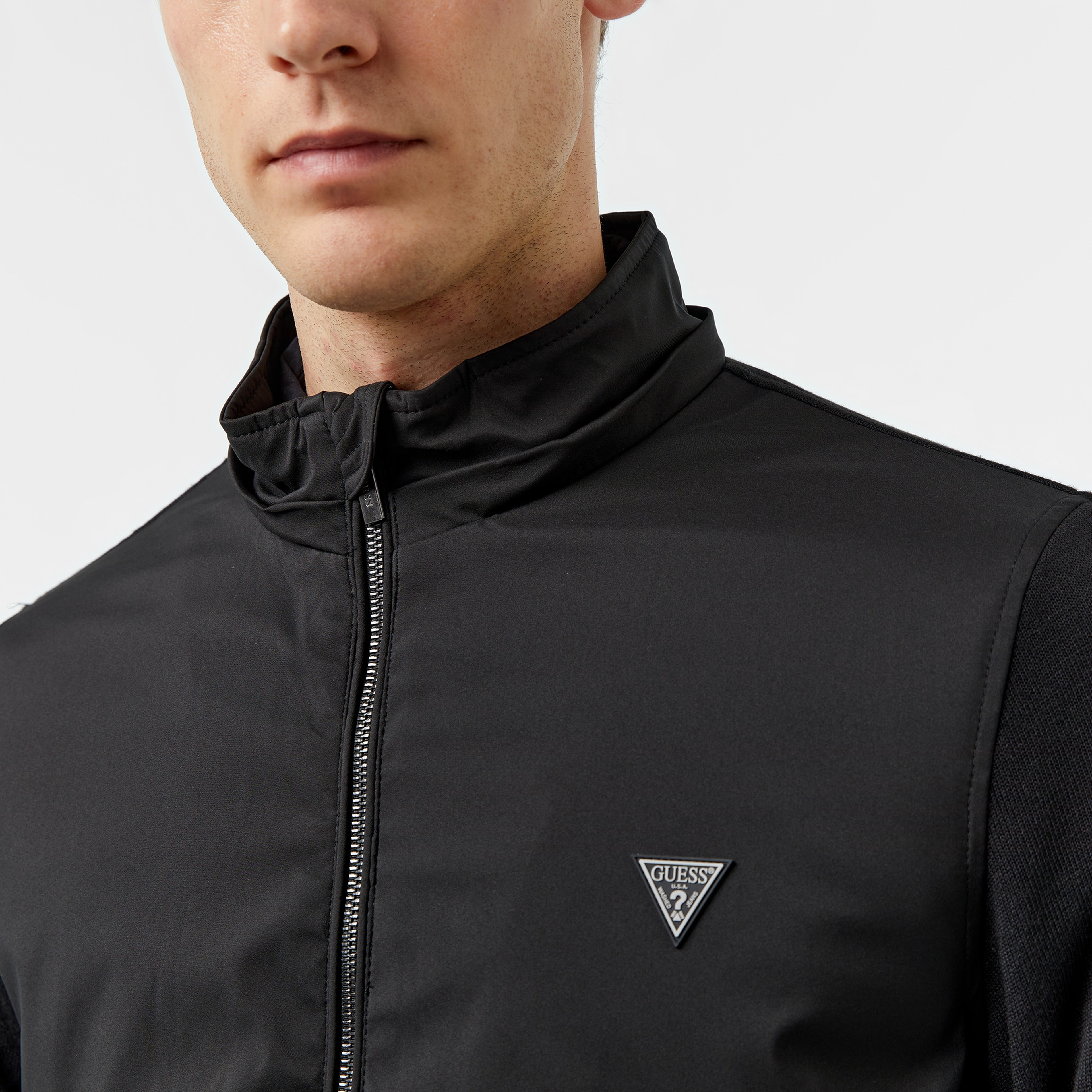 Guess Knitted Windbreaker Warm Touch 186 Erkek Siyah Rüzgarlık