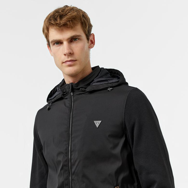 Guess Knitted Windbreaker Warm Touch 186 Erkek Siyah Rüzgarlık